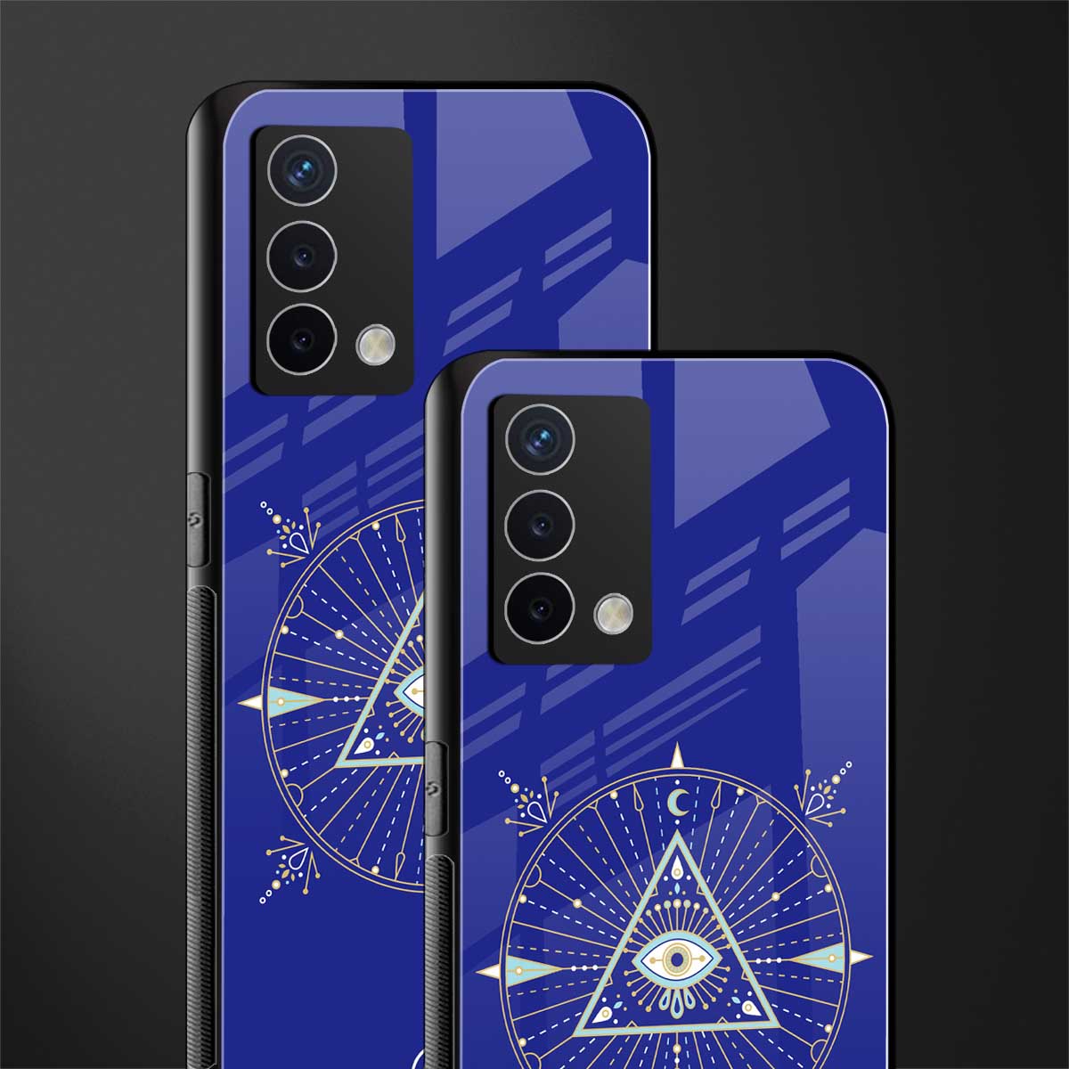 evil eye mandala blue back phone cover | glass case for oppo a74 4g