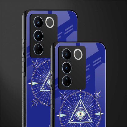 evil eye mandala blue back phone cover | glass case for vivo v27 pro 5g