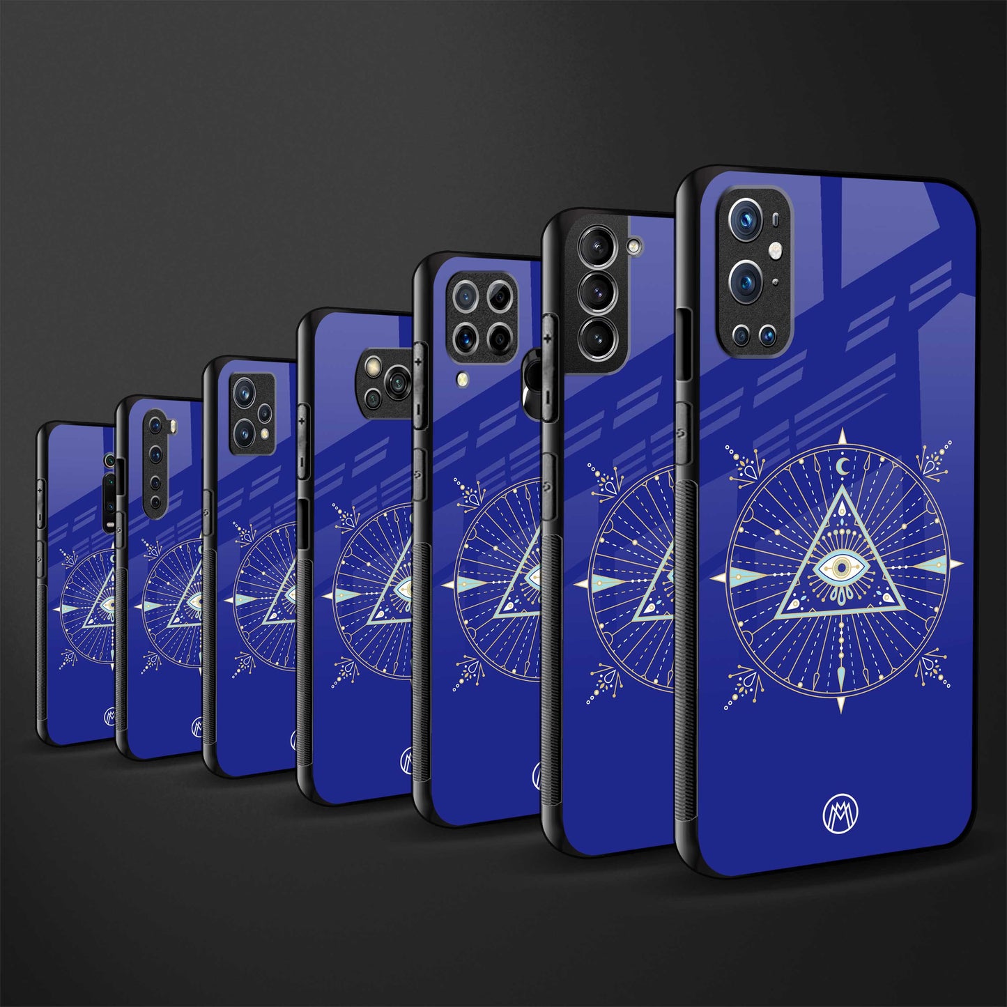 evil eye mandala blue back phone cover | glass case for vivo y22