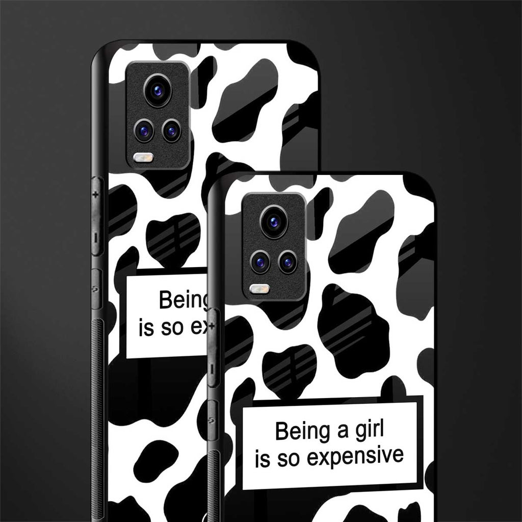 expensive girl back phone cover | glass case for vivo v21e 4g