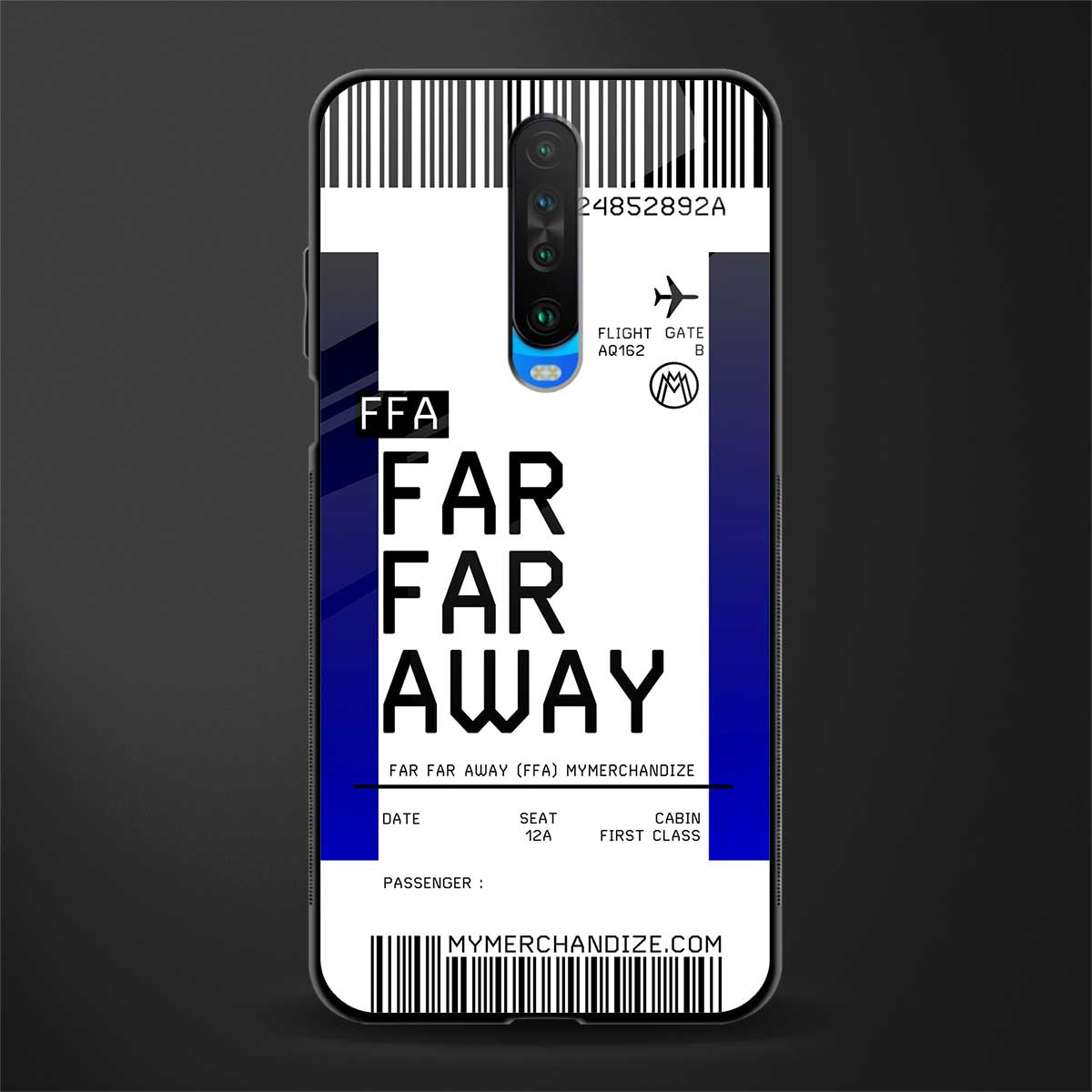 far far away boarding pass ticket glass case for poco x2 image