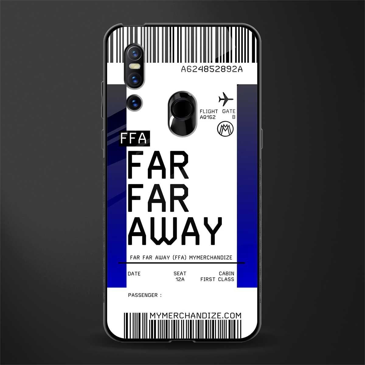 far far away boarding pass ticket glass case for vivo v15 image