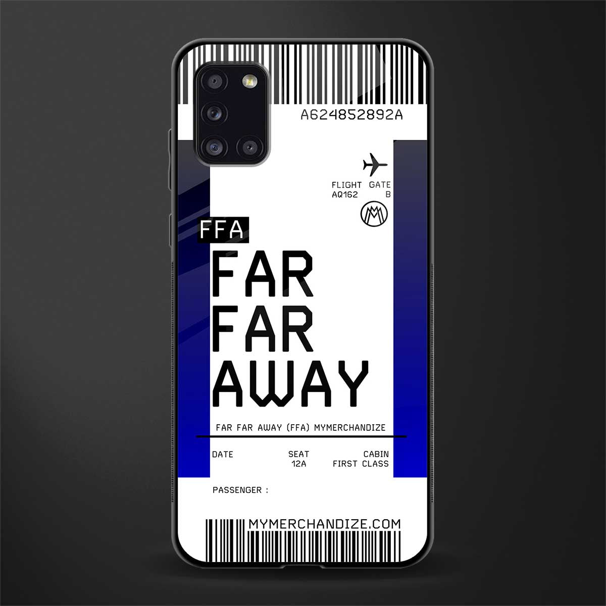 far far away boarding pass ticket glass case for samsung galaxy a31 image