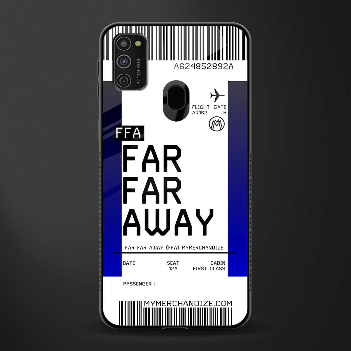 far far away boarding pass ticket glass case for samsung galaxy m21 image