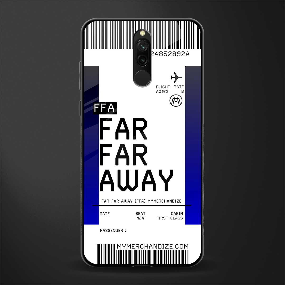 far far away boarding pass ticket glass case for redmi 8 image