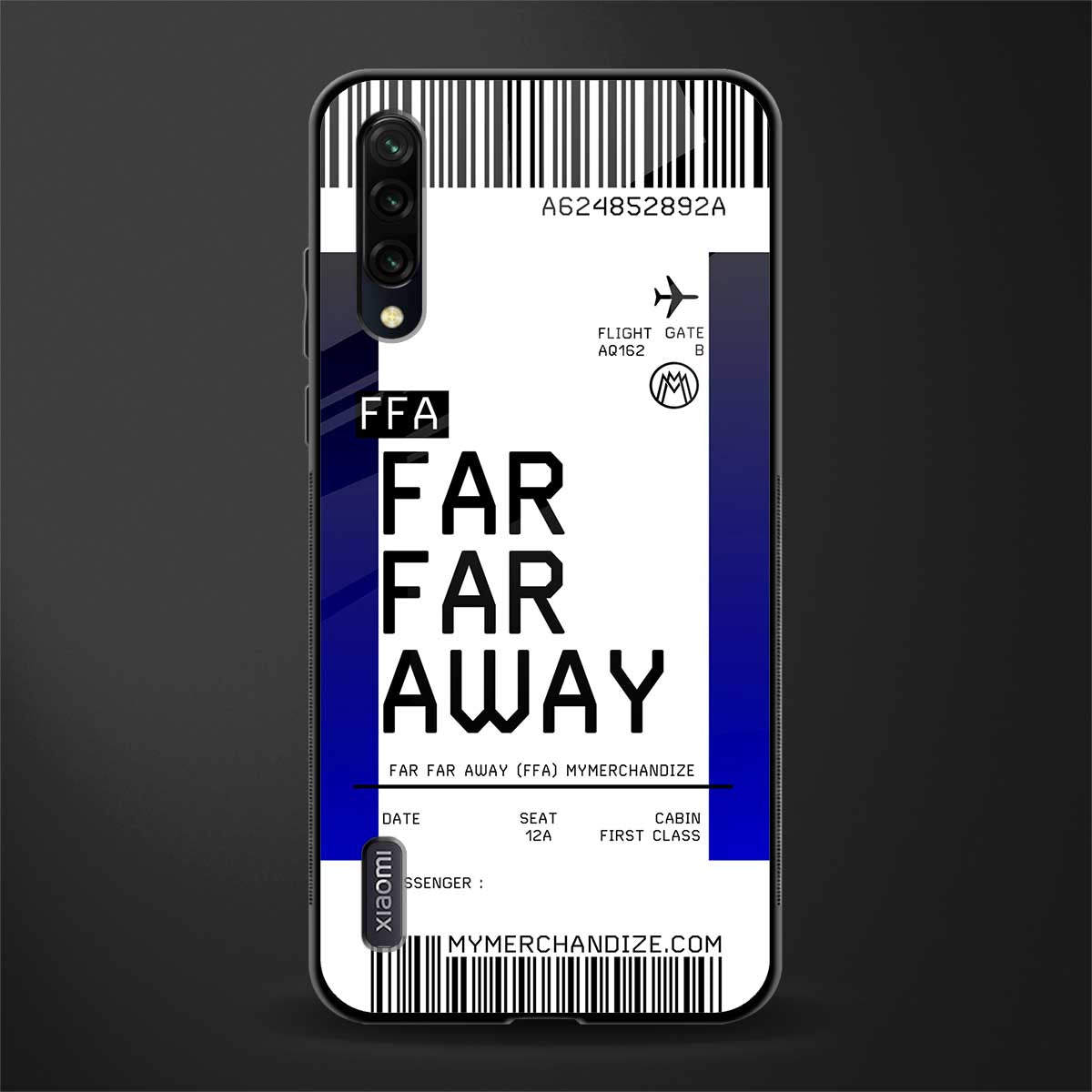 far far away boarding pass ticket glass case for mi a3 redmi a3 image