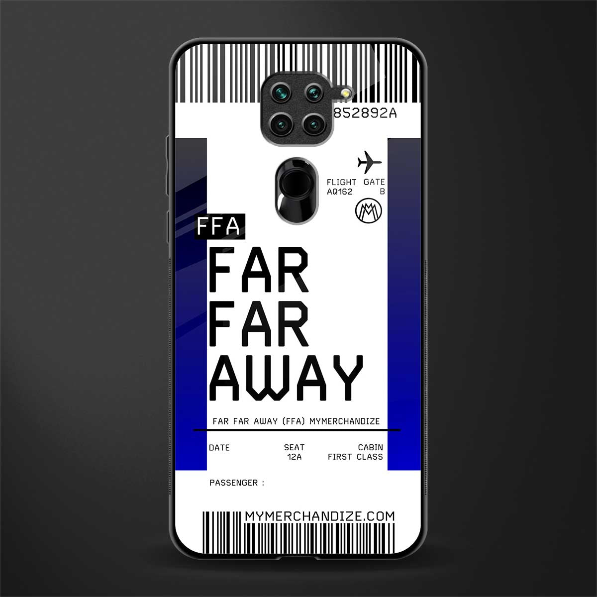 far far away boarding pass ticket glass case for redmi note 9 image