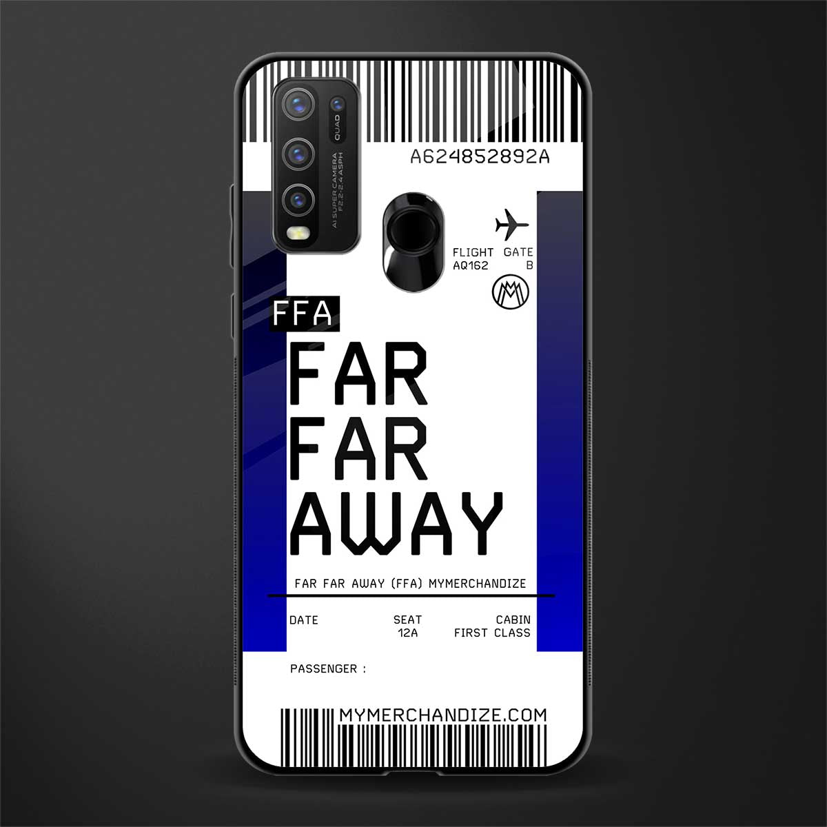 far far away boarding pass ticket glass case for vivo y30 image
