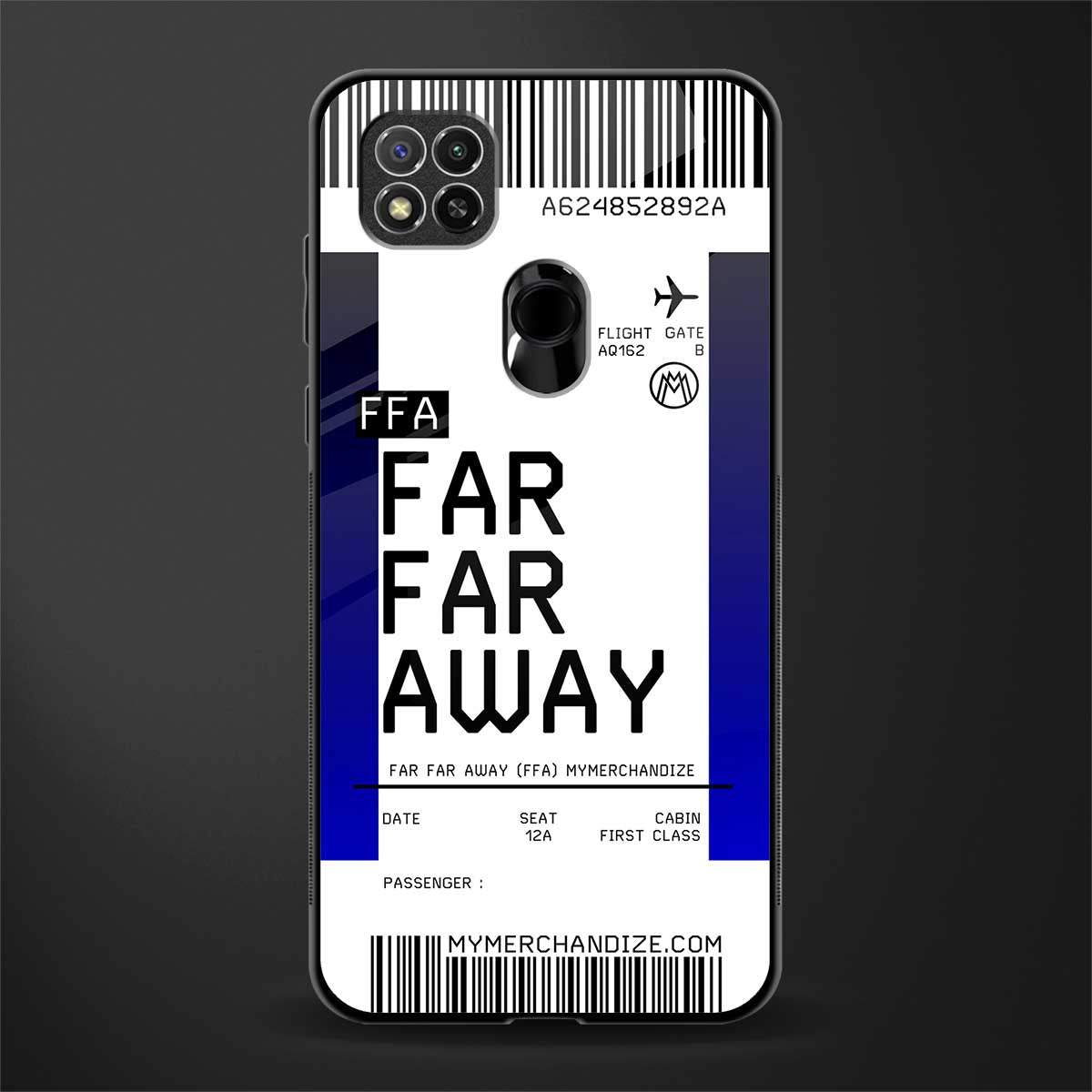 far far away boarding pass ticket glass case for redmi 9c image