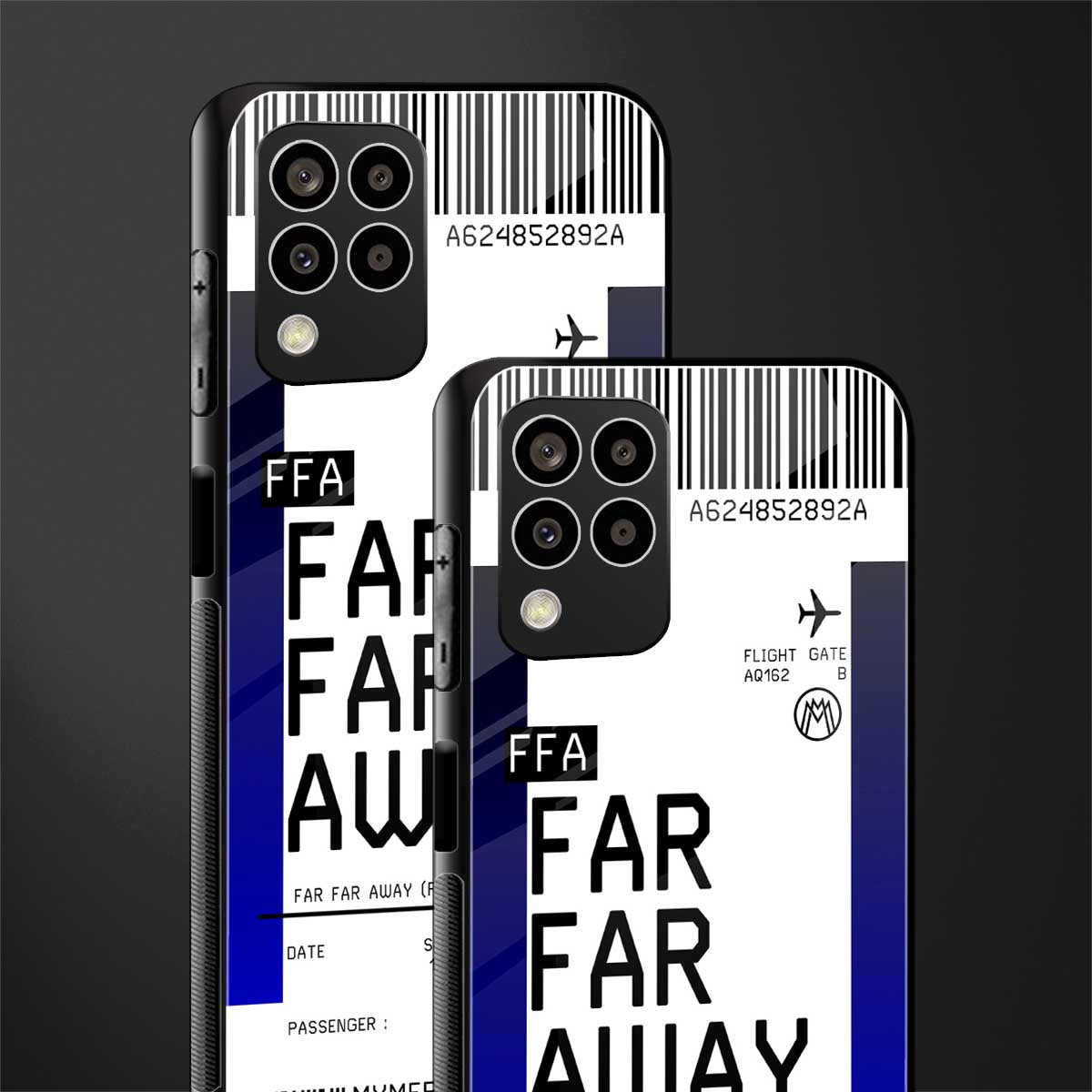 far far away boarding pass ticket back phone cover | glass case for samsung galaxy m33 5g