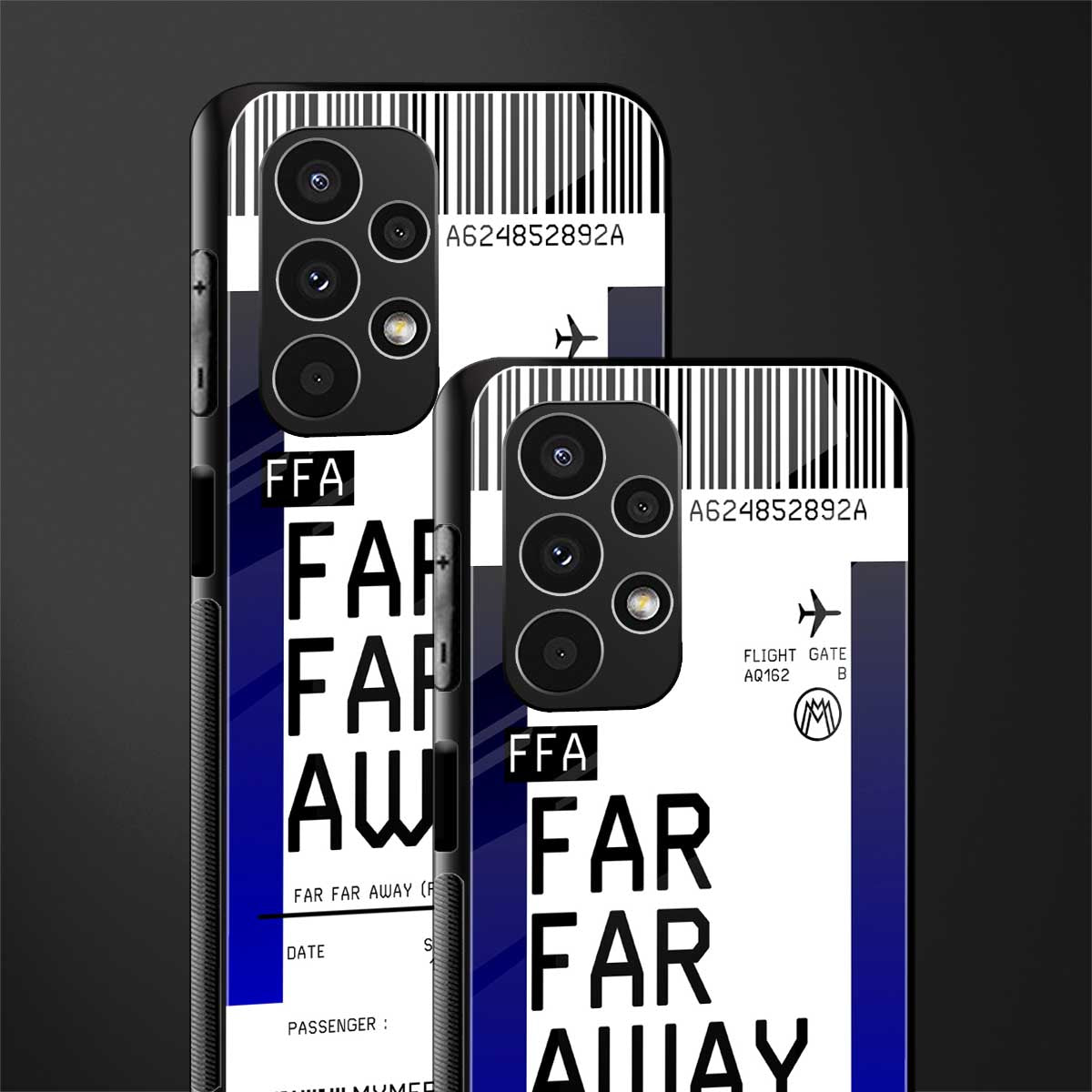 far far away boarding pass ticket back phone cover | glass case for samsung galaxy a13 4g