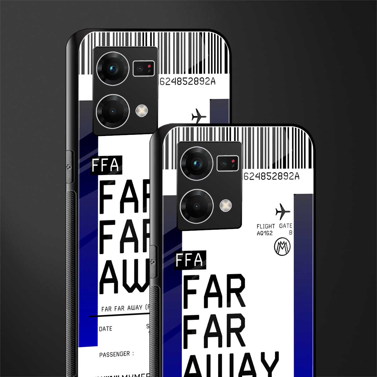 far far away boarding pass ticket back phone cover | glass case for oppo f21 pro 4g