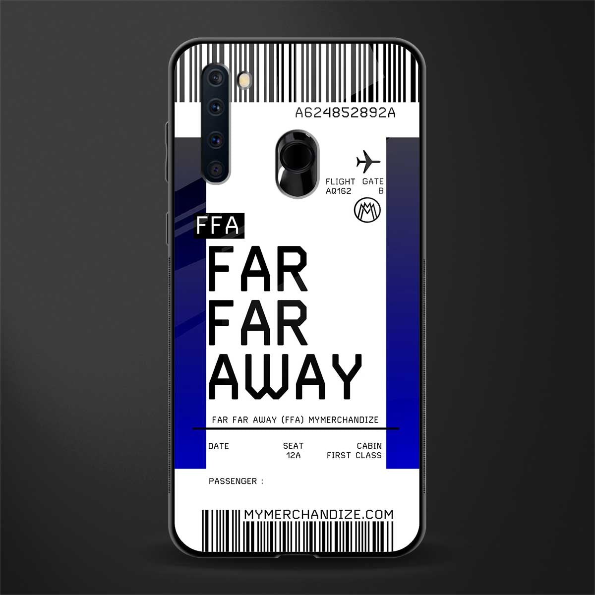 far far away boarding pass ticket glass case for samsung a21 image