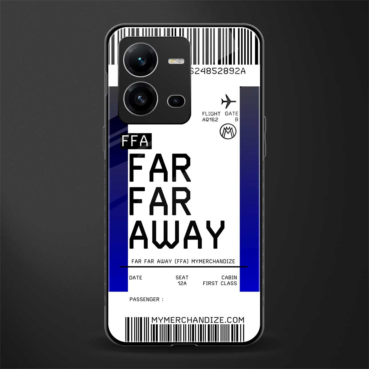 far far away boarding pass ticket back phone cover | glass case for vivo v25-5g