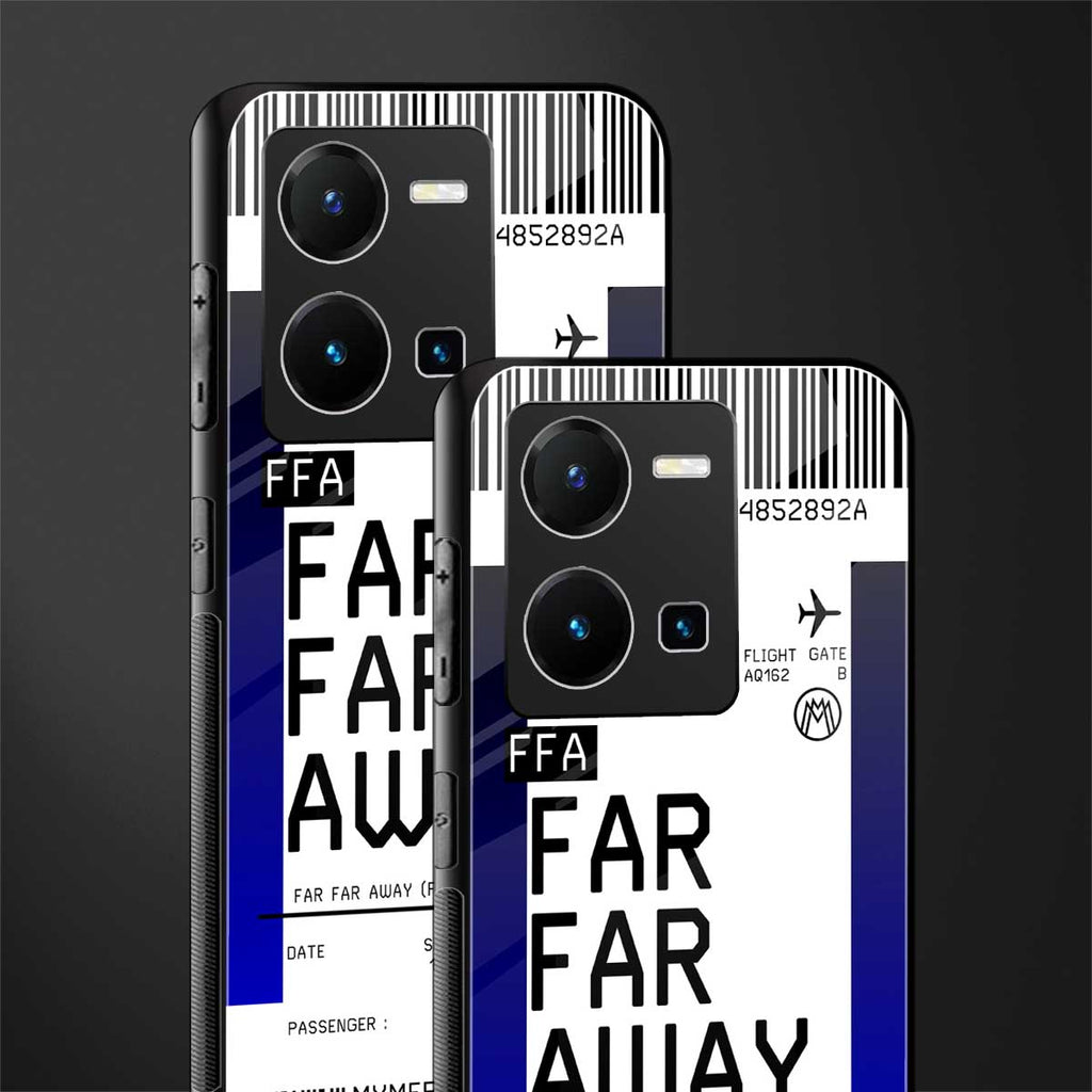 far far away boarding pass ticket back phone cover | glass case for vivo y35 4g