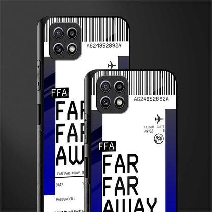 far far away boarding pass ticket back phone cover | glass case for samsung galaxy f42