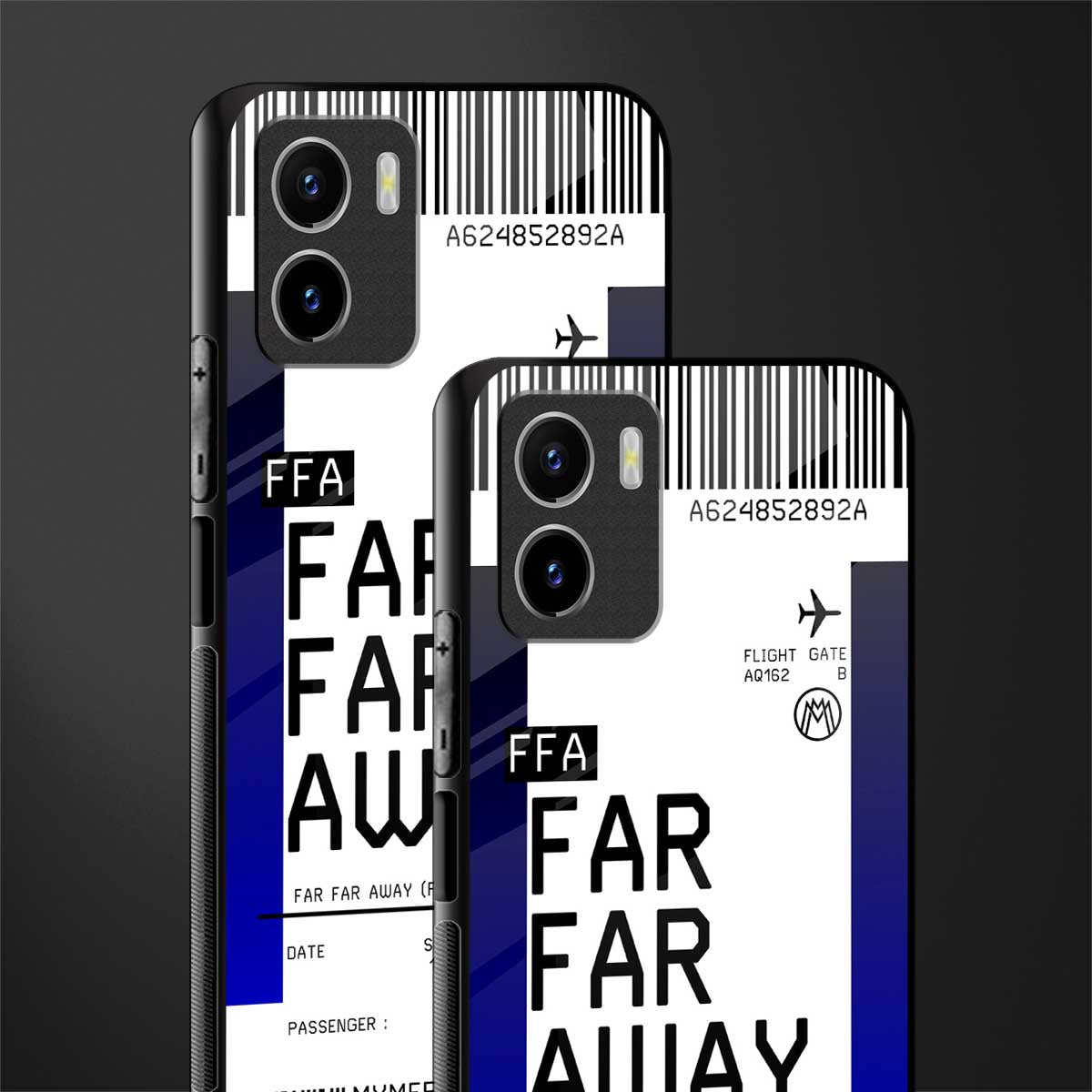 far far away boarding pass ticket back phone cover | glass case for vivo y72