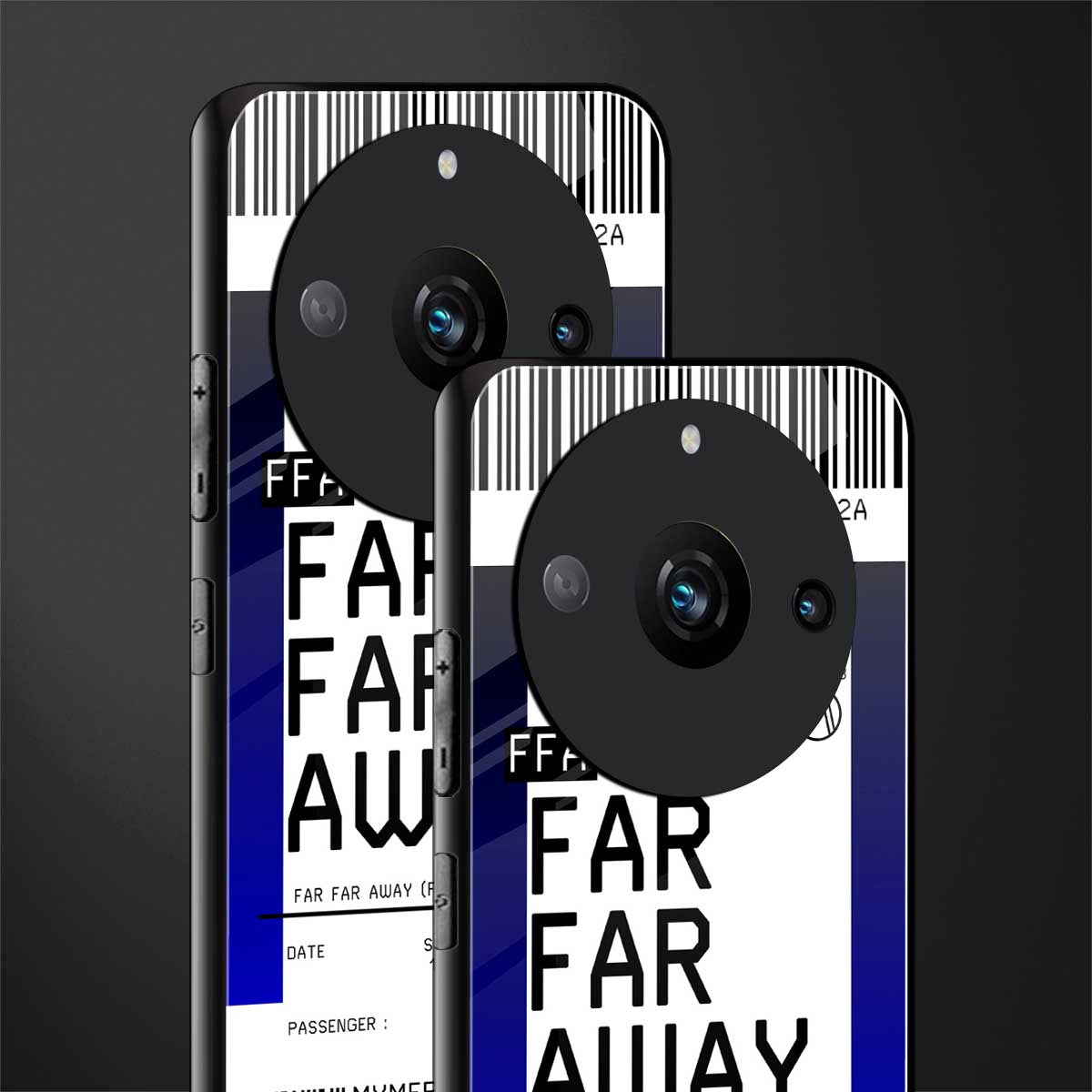 far far away boarding pass ticket back phone cover | glass case for realme 11 pro 5g