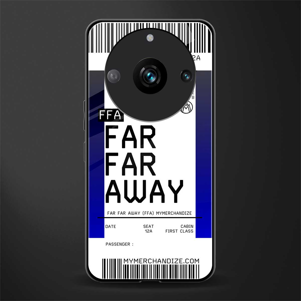 far far away boarding pass ticket back phone cover | glass case for realme 11 pro 5g