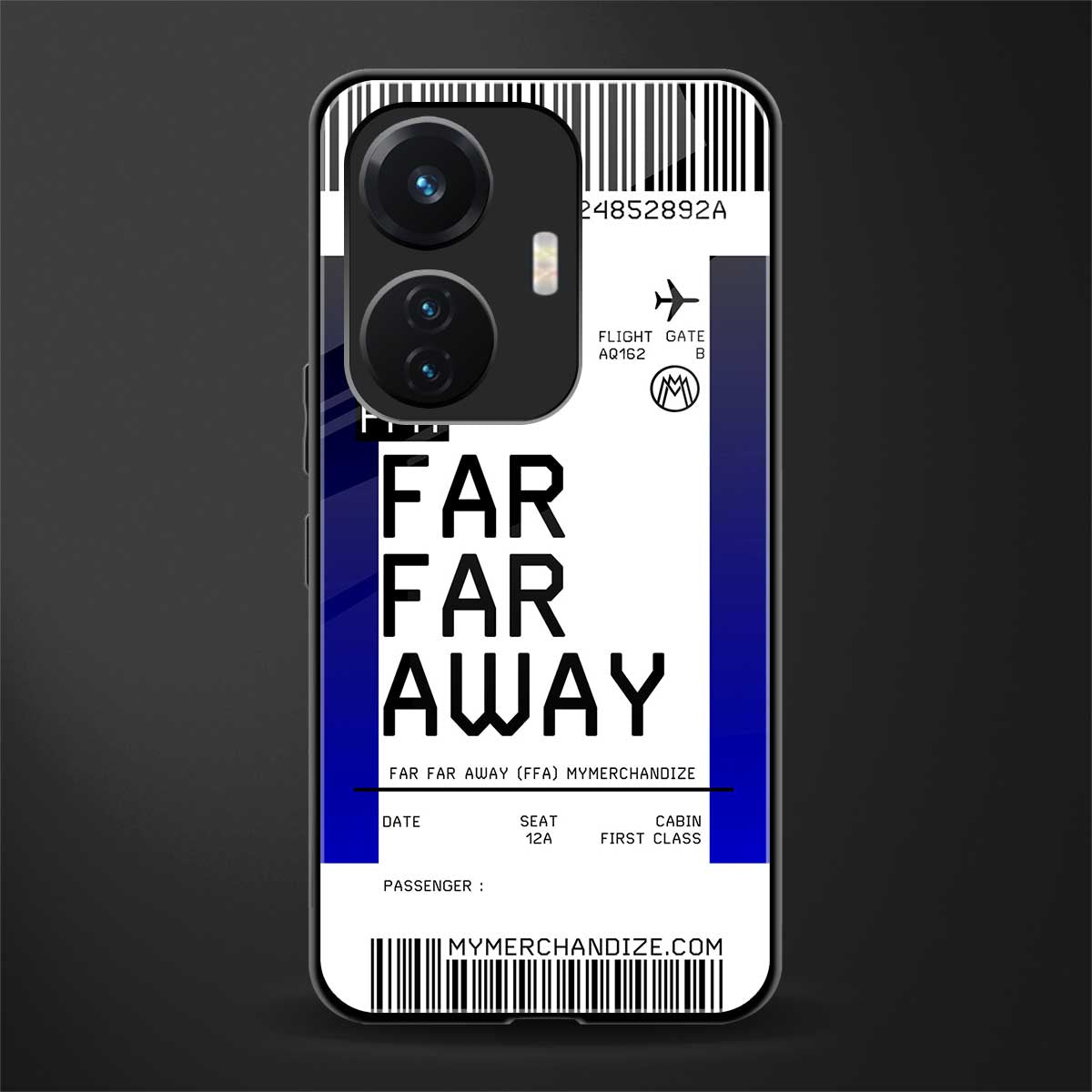 far far away boarding pass ticket back phone cover | glass case for vivo t1 44w 4g