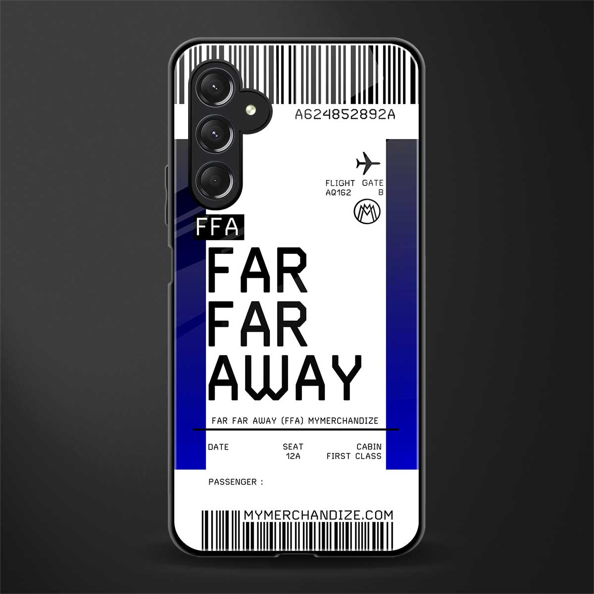 far far away boarding pass ticket back phone cover | glass case for samsun galaxy a24 4g