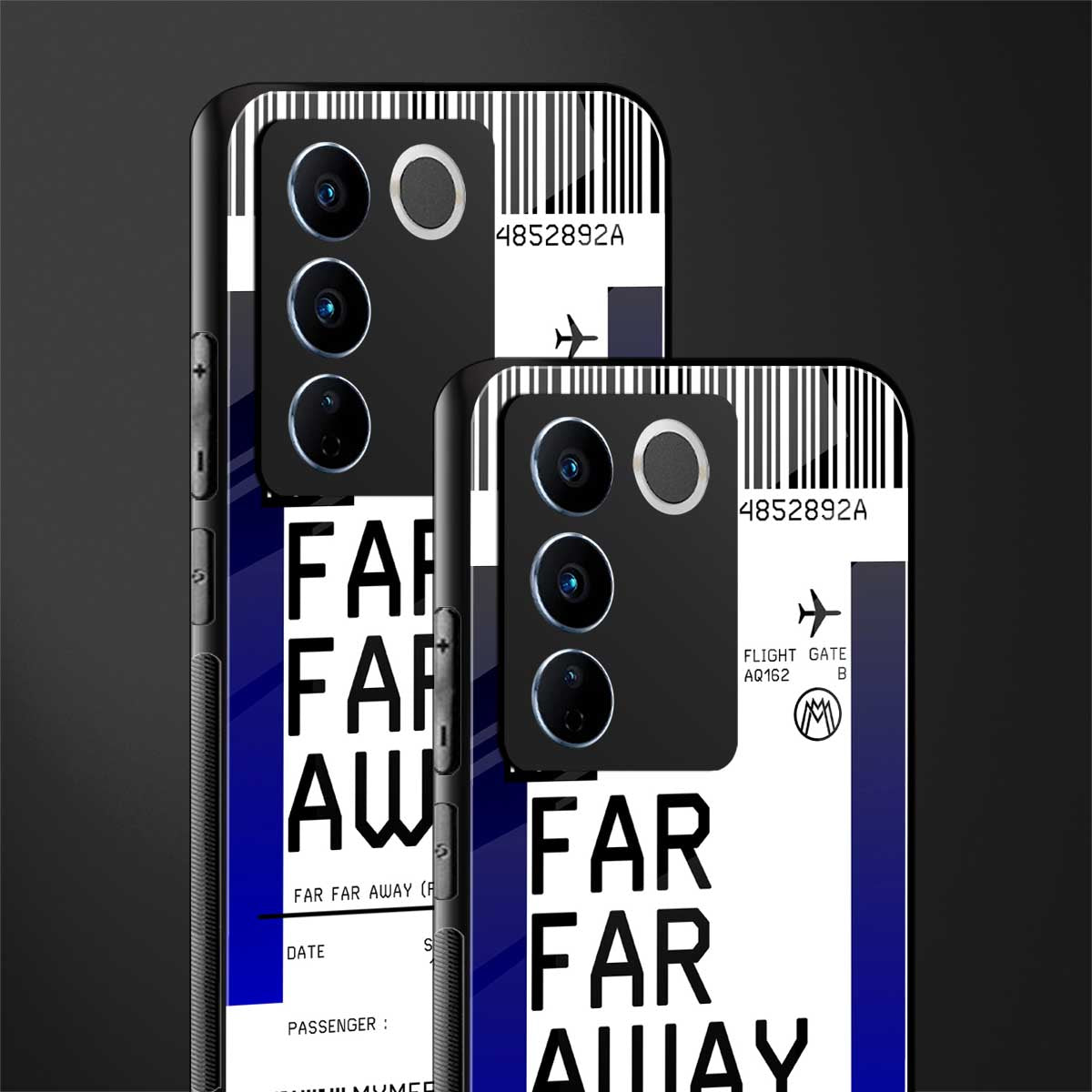 far far away boarding pass ticket back phone cover | glass case for vivo v27 pro 5g