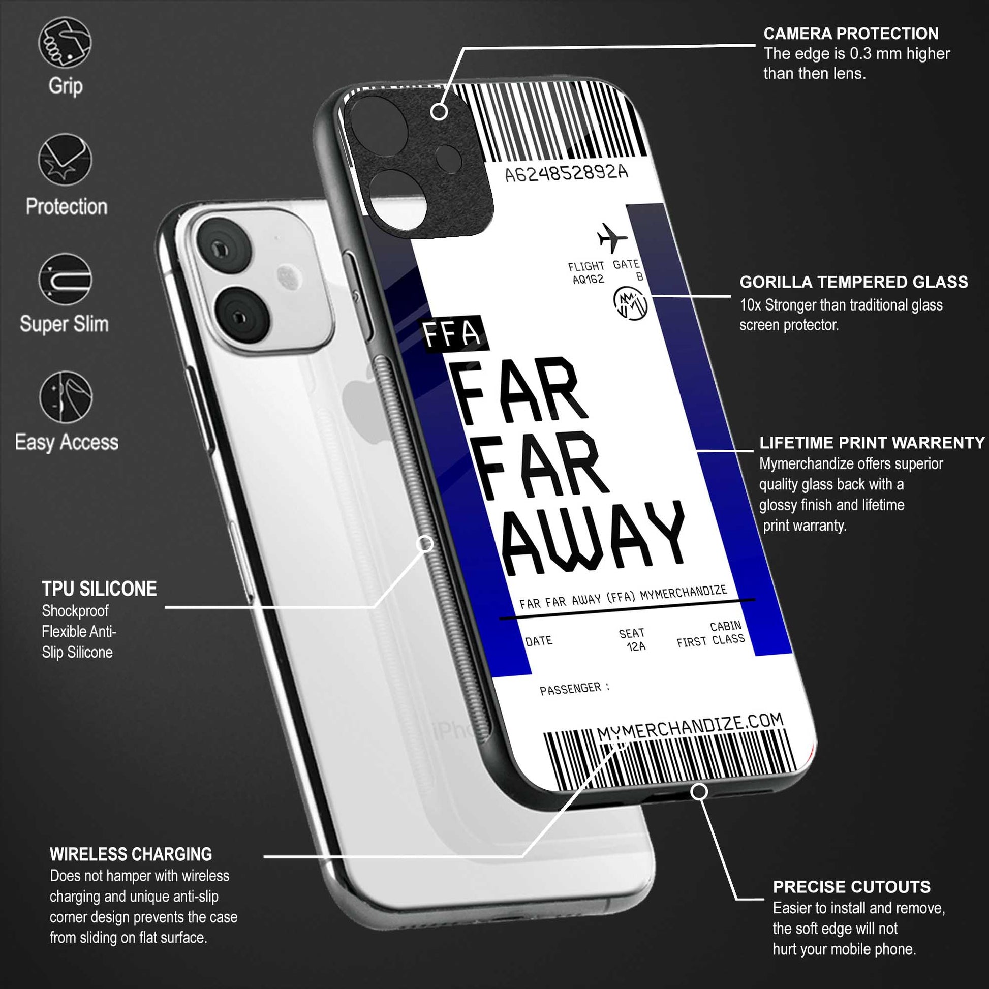 far far away boarding pass ticket glass case for iphone 14 pro max image-4