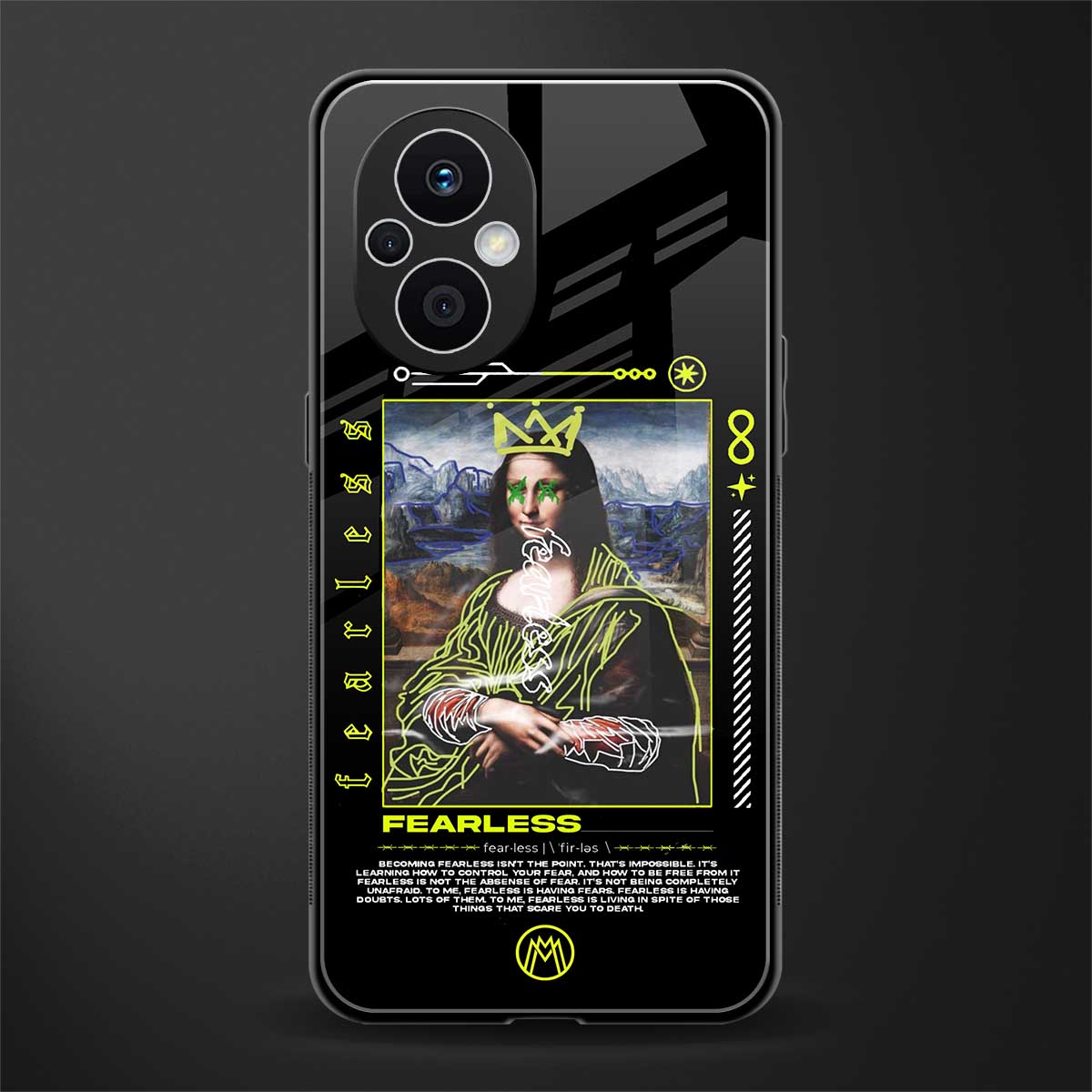 fearless mona lisa back phone cover | glass case for oppo f21 pro 5g