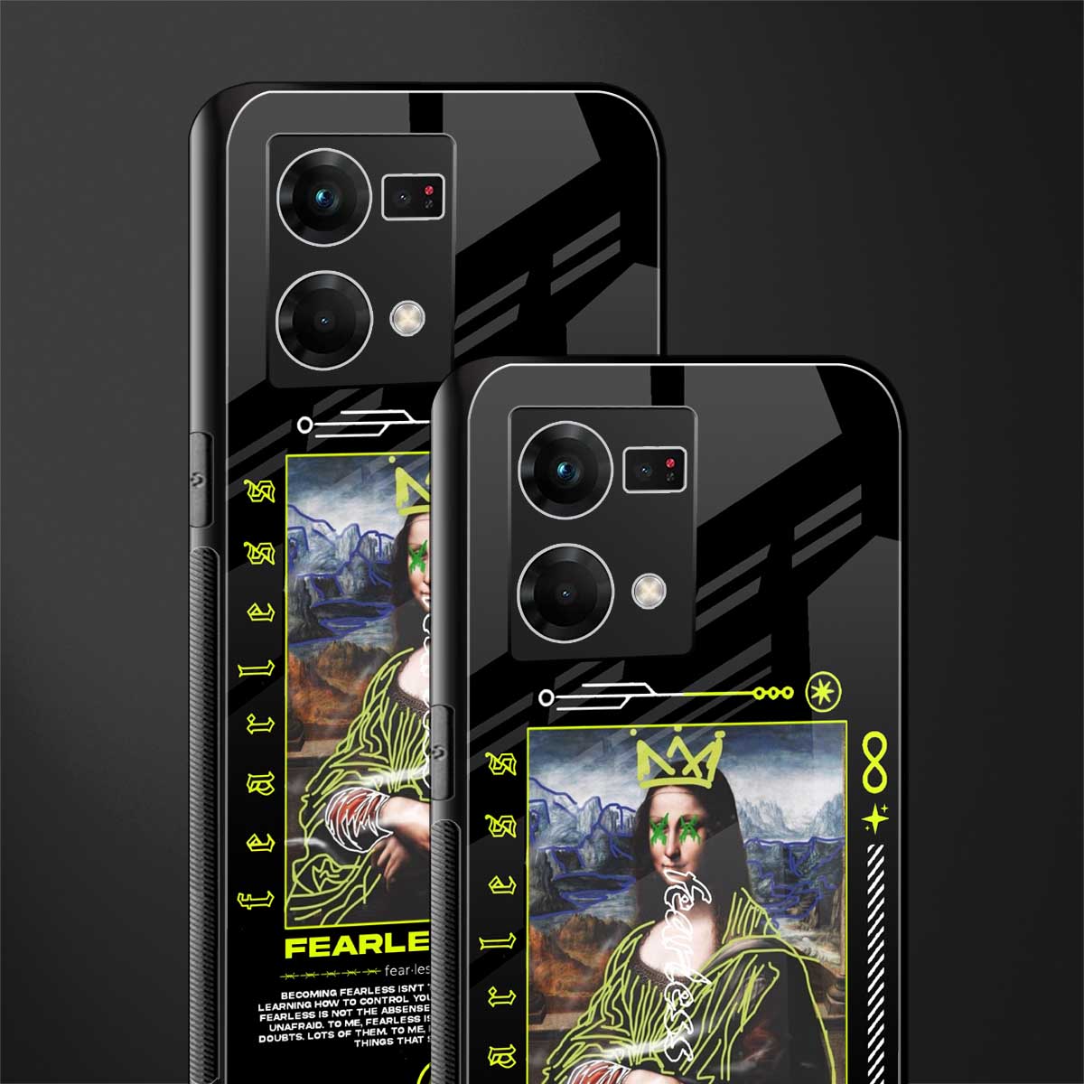 fearless mona lisa back phone cover | glass case for oppo f21 pro 4g