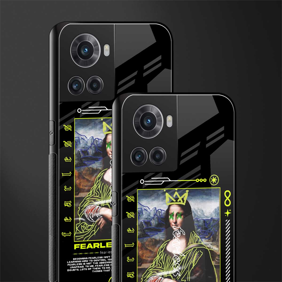 fearless mona lisa back phone cover | glass case for oneplus 10r 5g