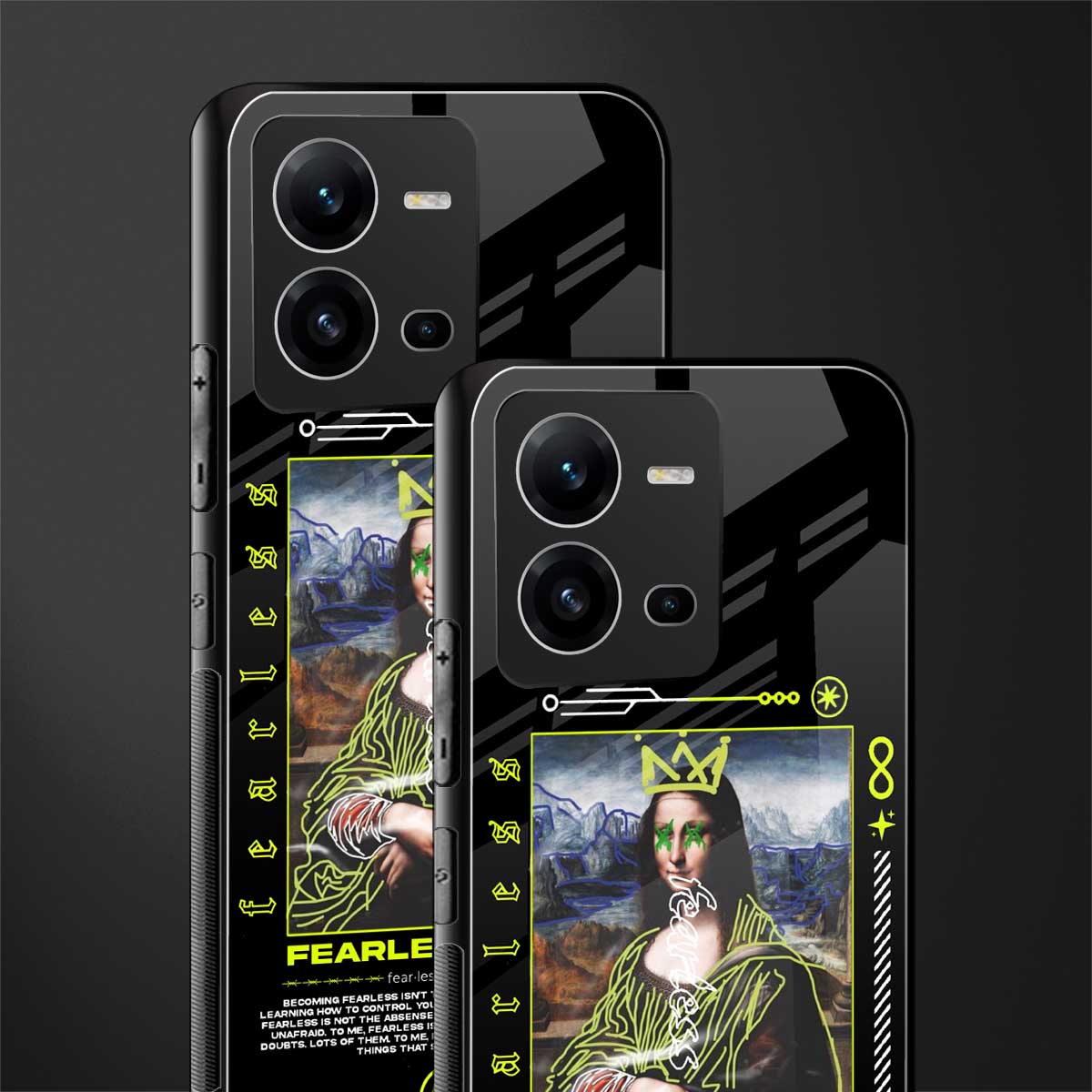 fearless mona lisa back phone cover | glass case for vivo v25-5g