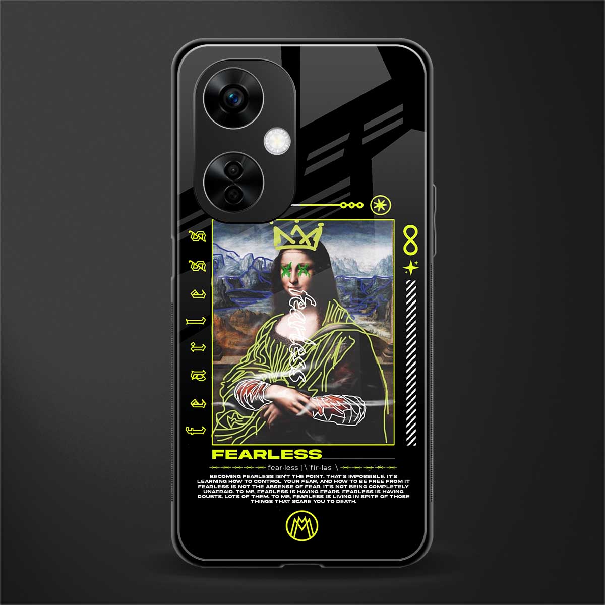 fearless mona lisa back phone cover | glass case for oneplus nord ce 3 lite