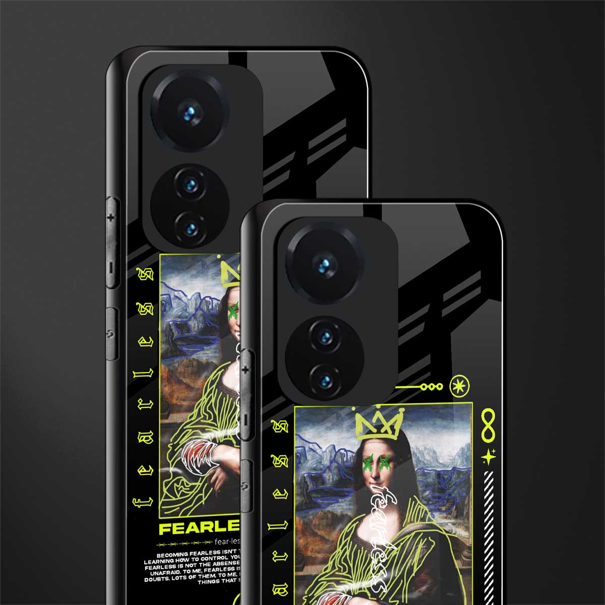 fearless mona lisa back phone cover | glass case for vivo t1 44w 4g