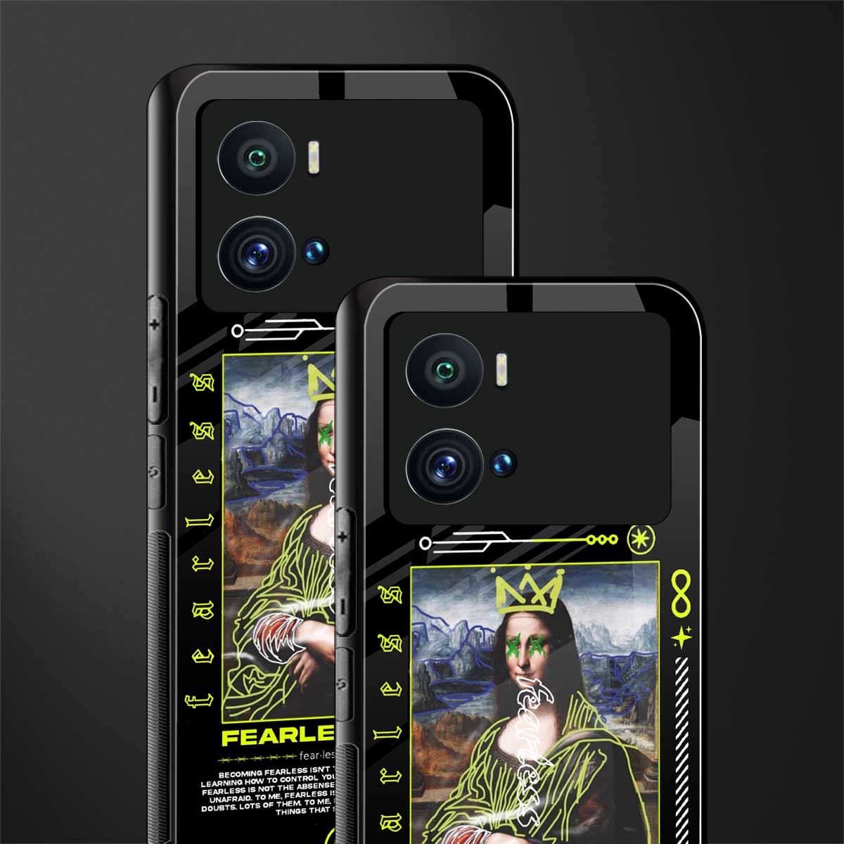fearless mona lisa back phone cover | glass case for iQOO 9 Pro