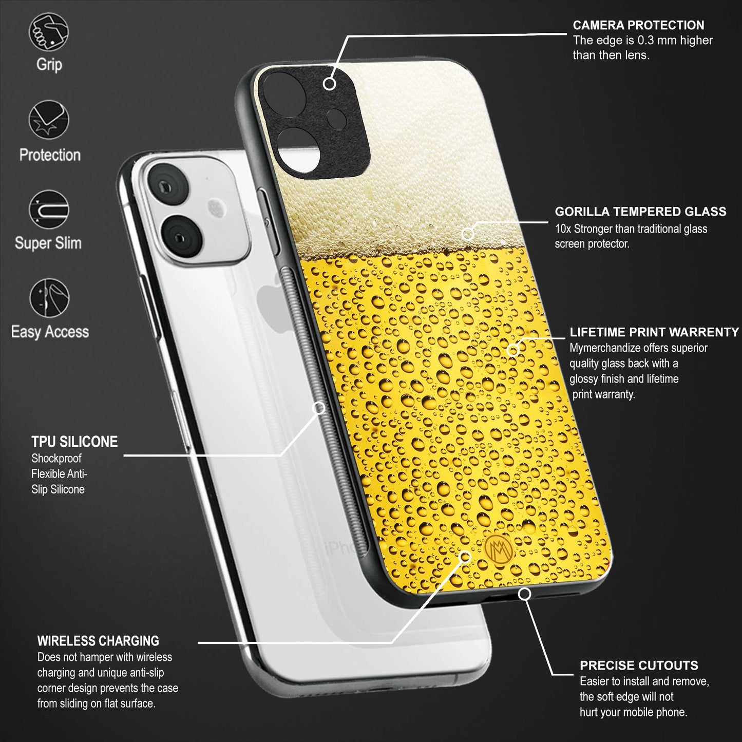 fizzy beer back phone cover | glass case for vivo y16