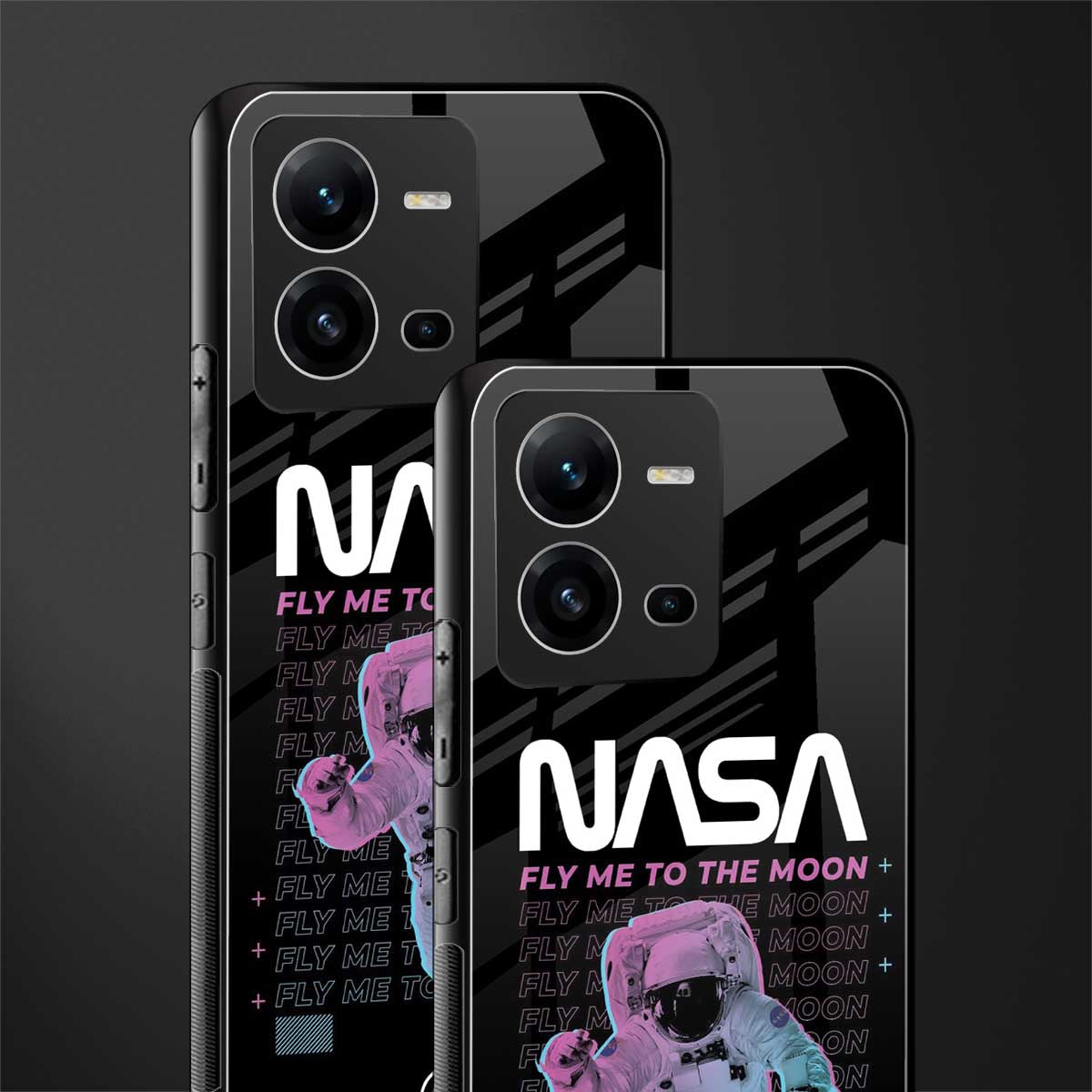 fly me to the moon back phone cover | glass case for vivo v25-5g