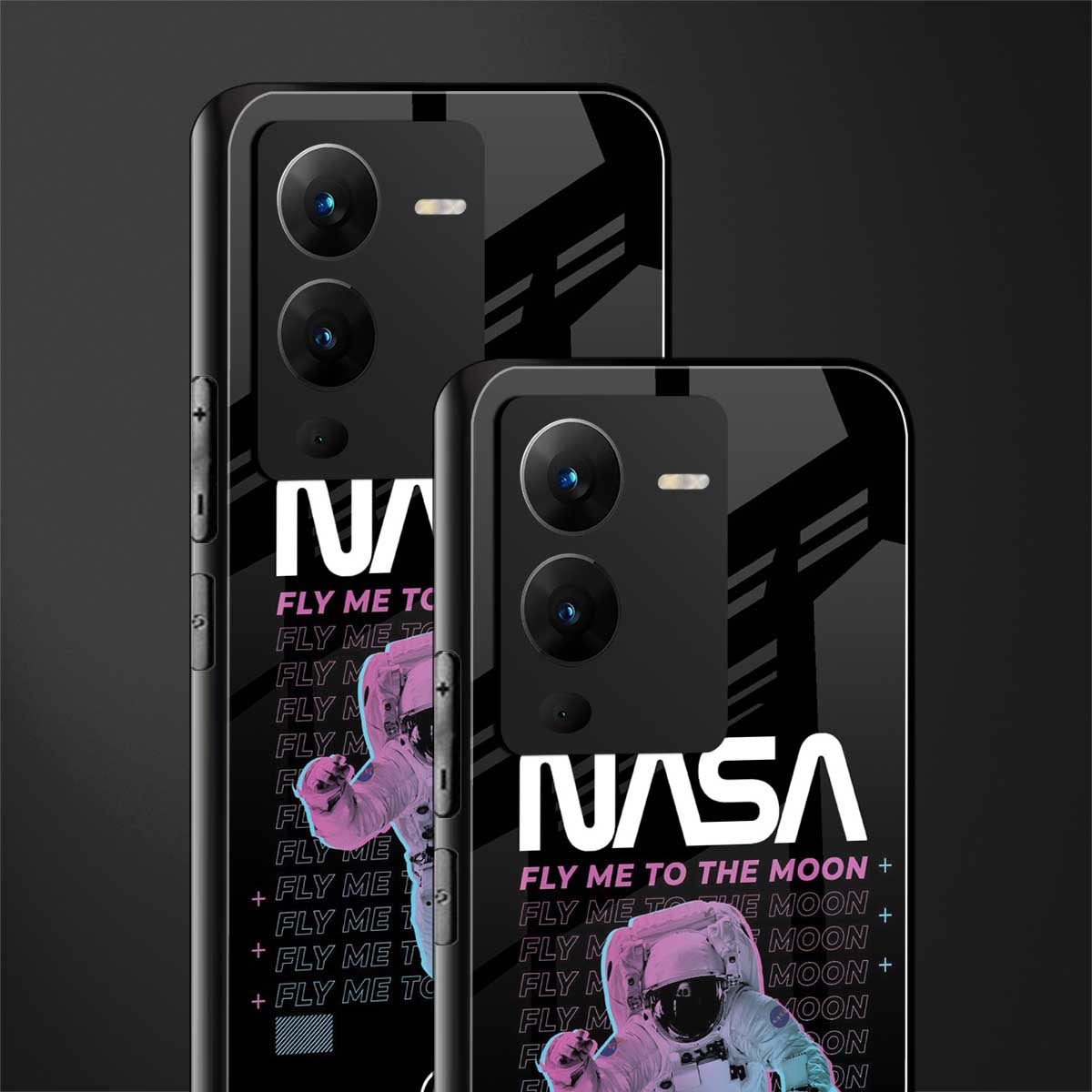 fly me to the moon back phone cover | glass case for vivo v25 pro 5g