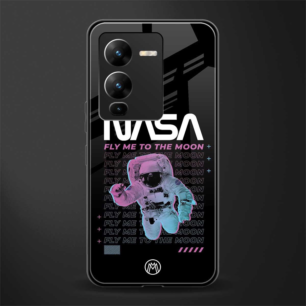 fly me to the moon back phone cover | glass case for vivo v25 pro 5g