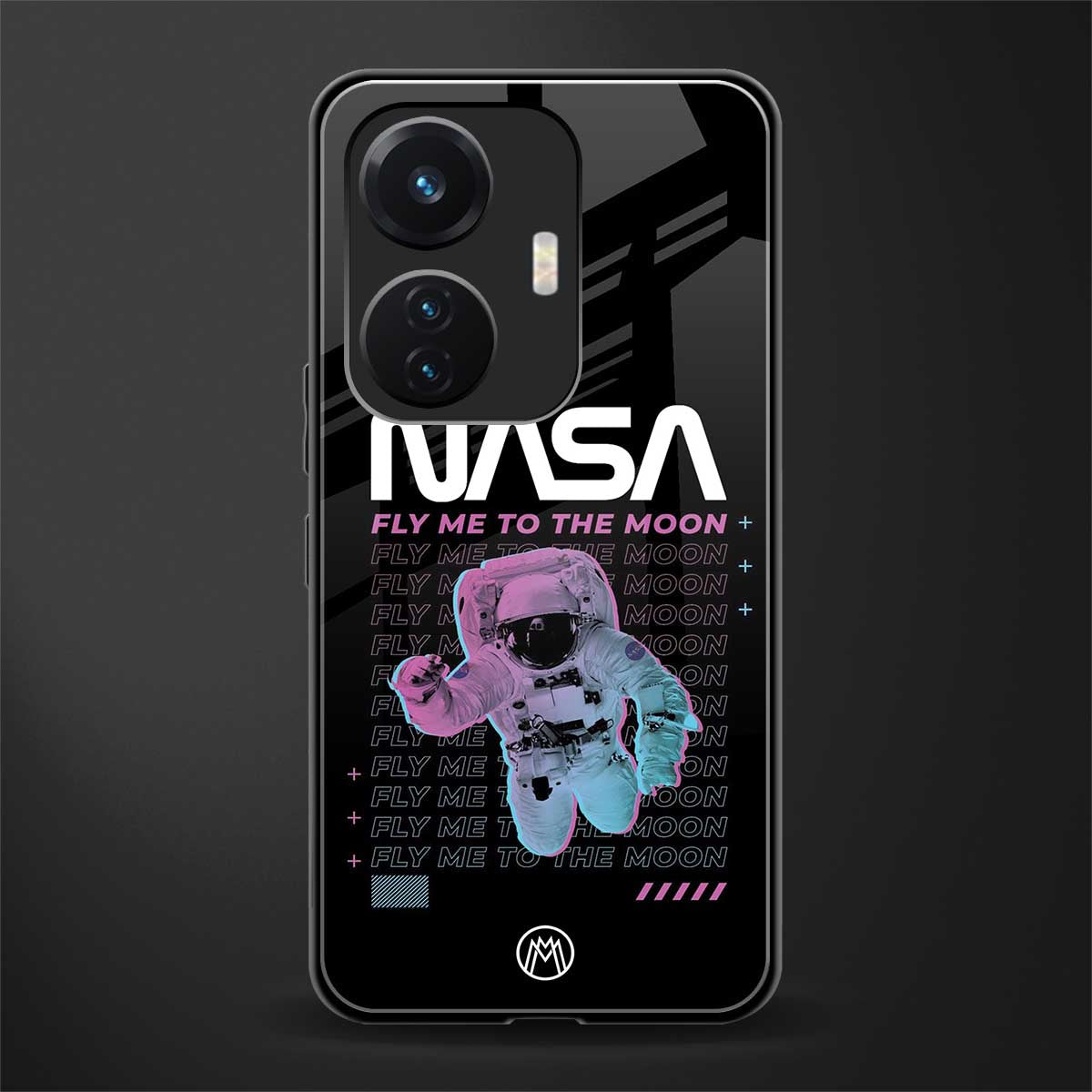 fly me to the moon back phone cover | glass case for vivo t1 44w 4g