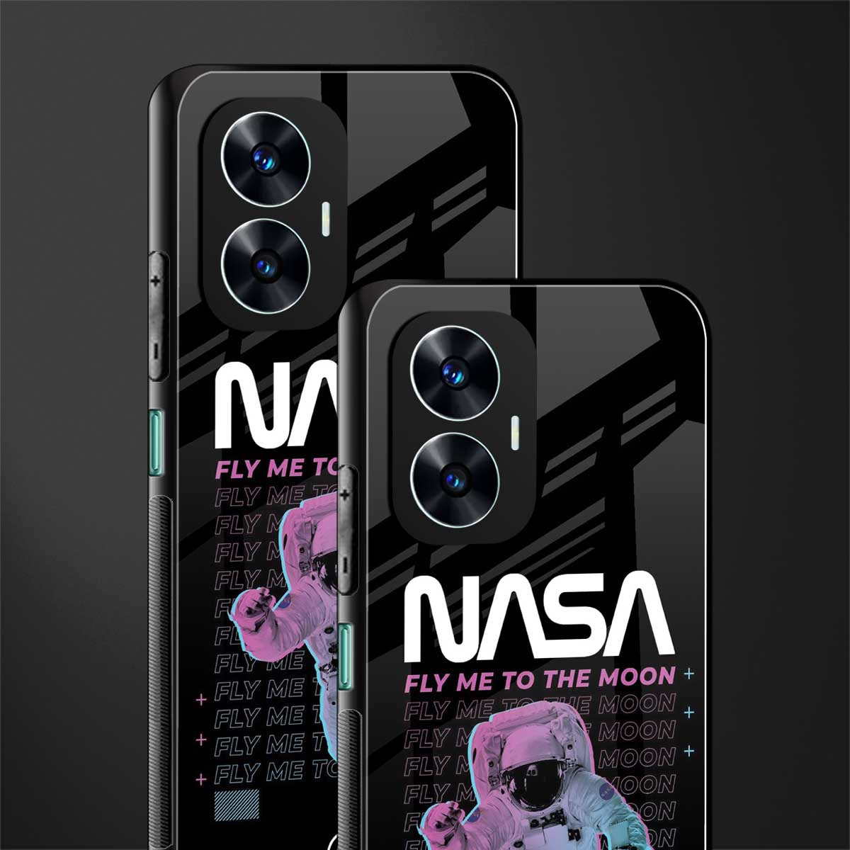 fly me to the moon back phone cover | glass case for realme c55