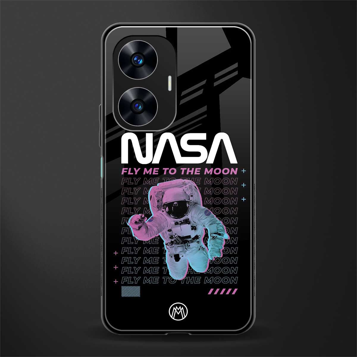 fly me to the moon back phone cover | glass case for realme c55