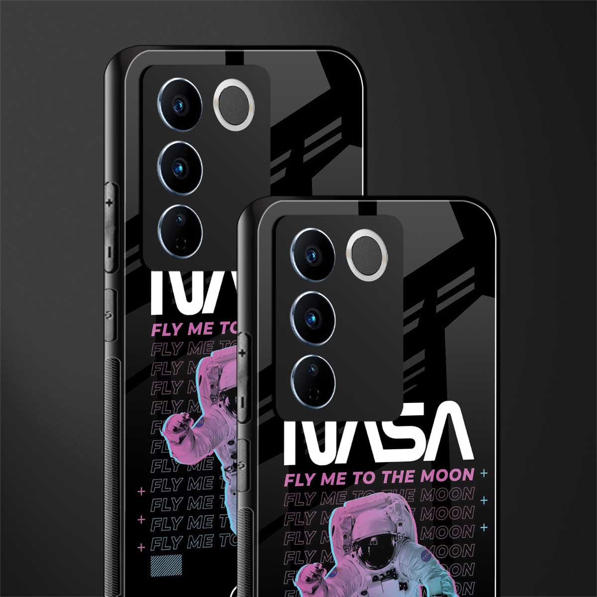 fly me to the moon back phone cover | glass case for vivo v27 pro 5g