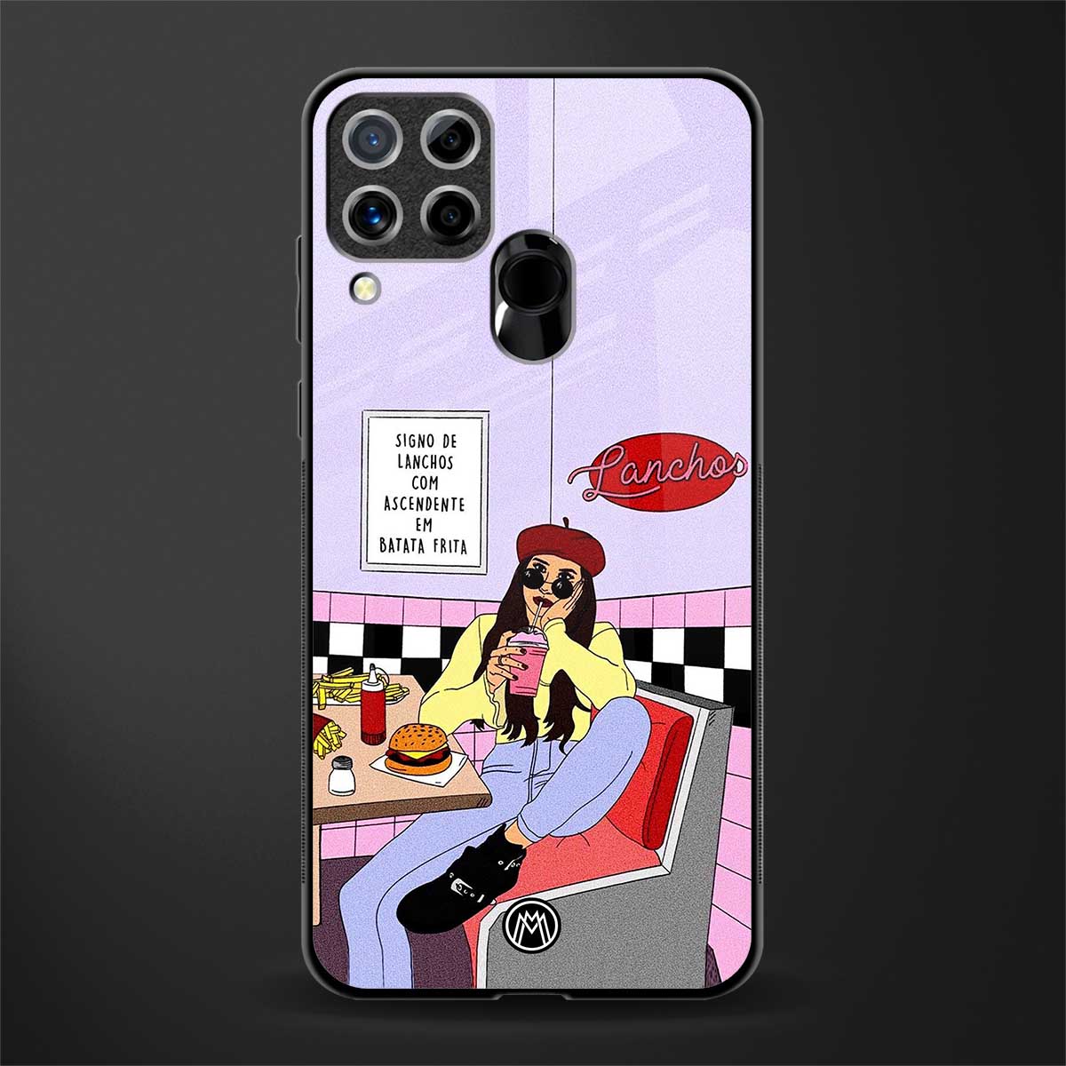 foodie diner glass case for realme c15 image