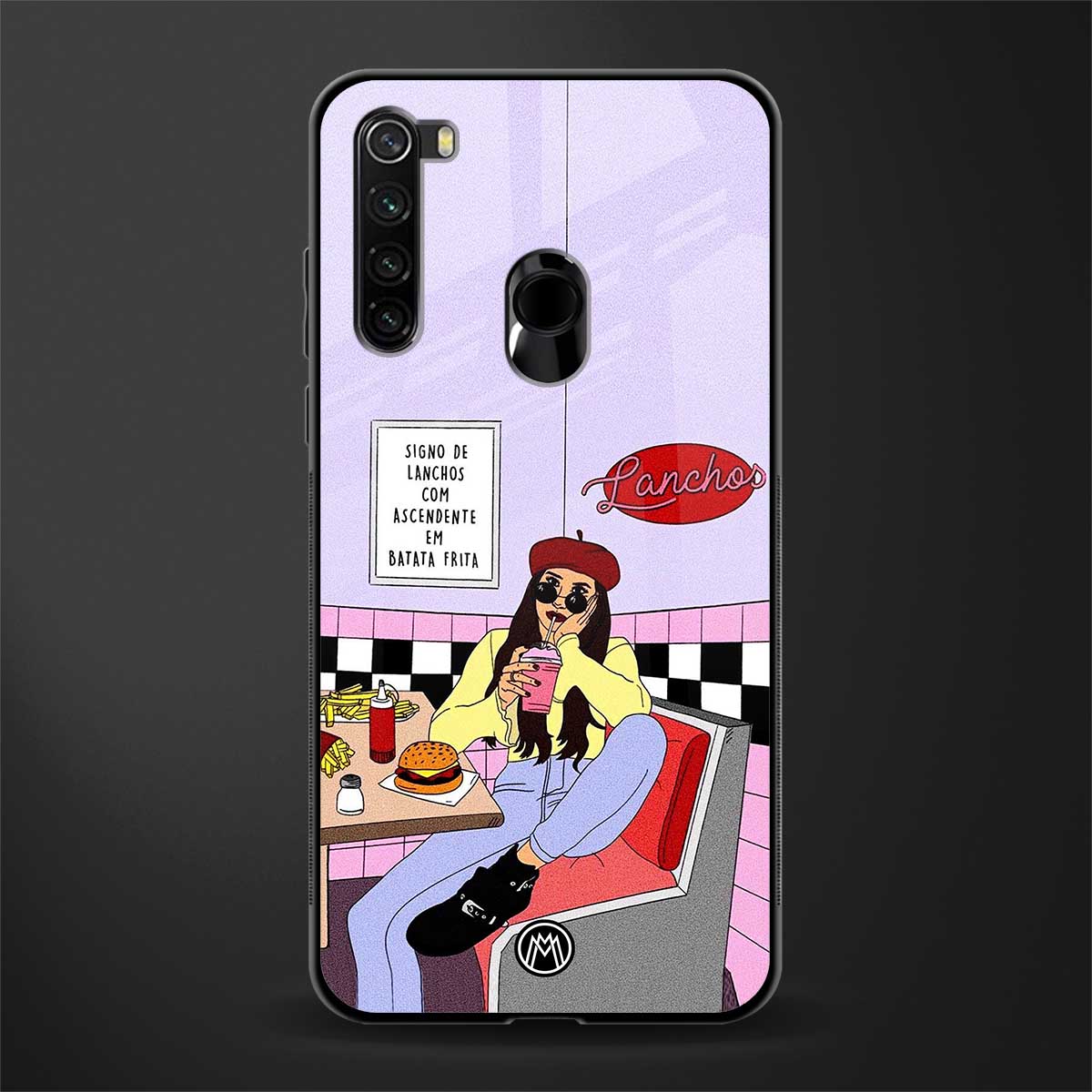 foodie diner glass case for redmi note 8 image