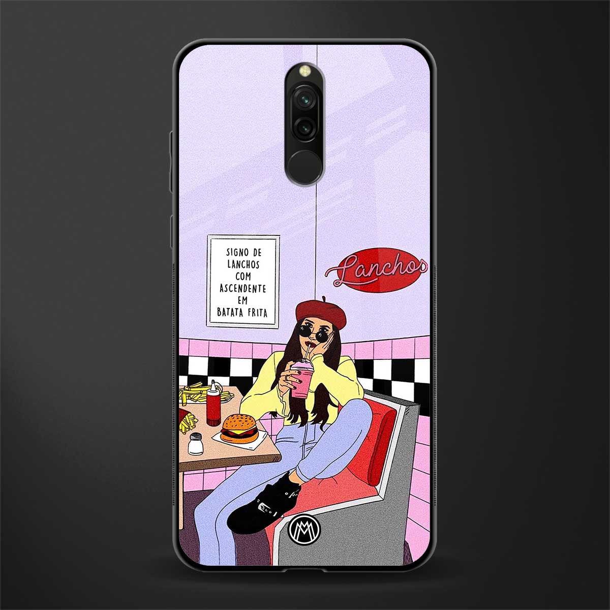 foodie diner glass case for redmi 8 image