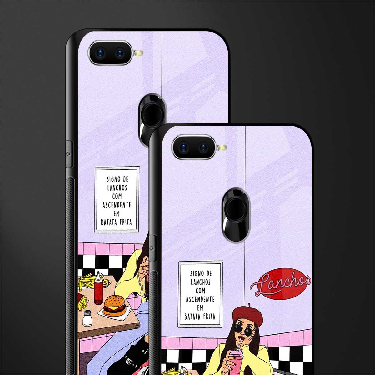 foodie diner glass case for oppo a12 image-2