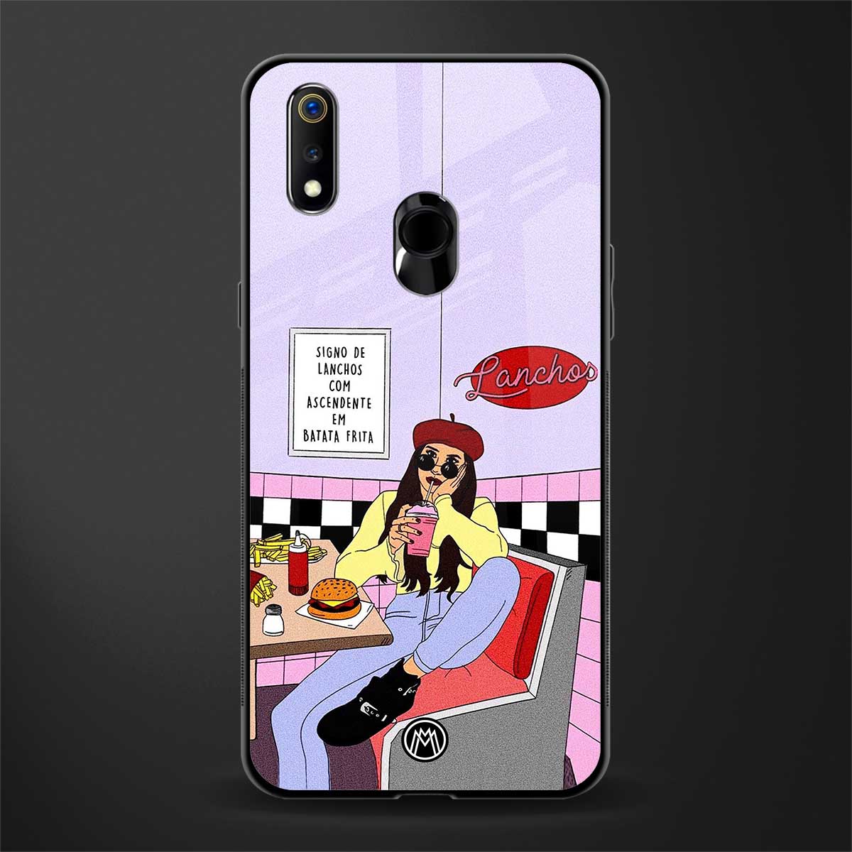 foodie diner glass case for realme 3 image