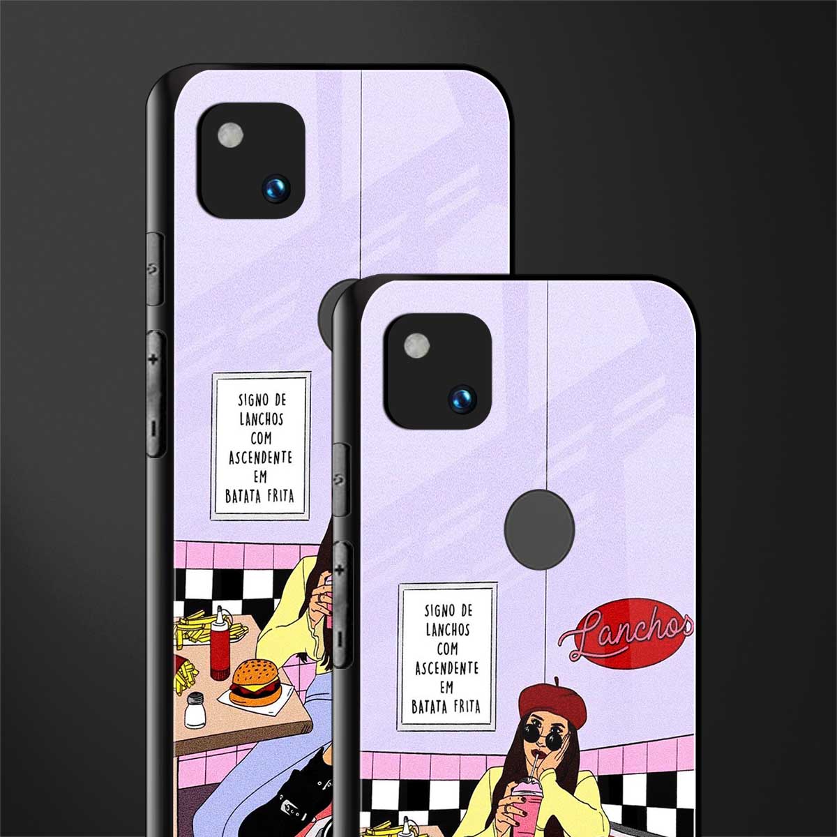 foodie diner back phone cover | glass case for google pixel 4a 4g