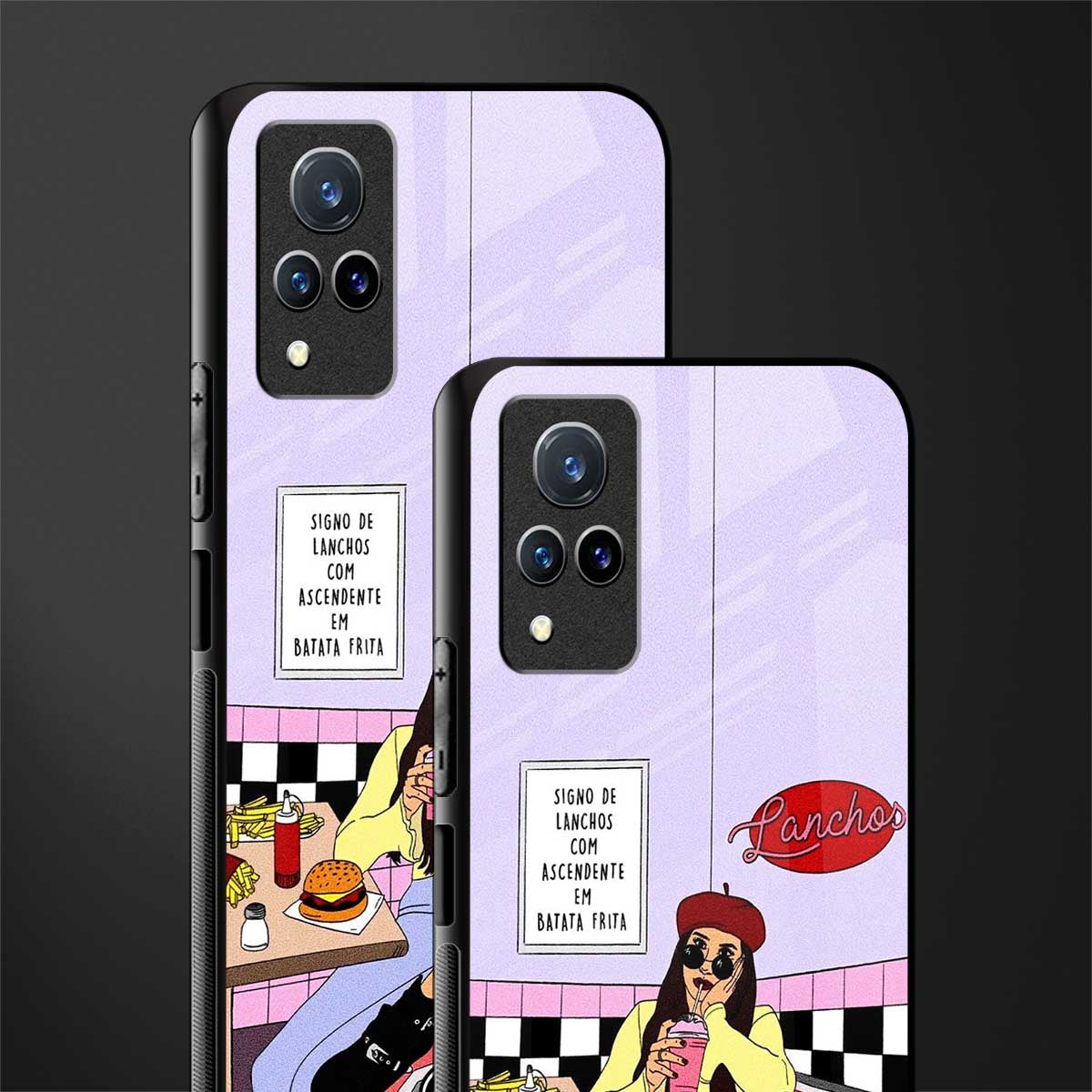 foodie diner glass case for vivo v21 5g image-2