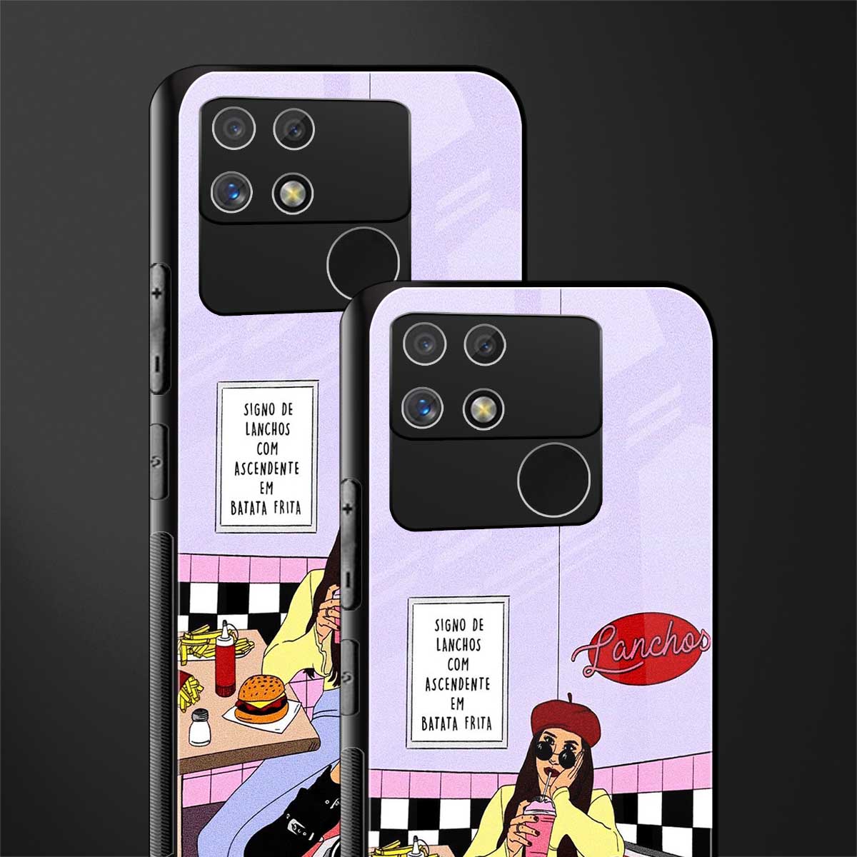 foodie diner back phone cover | glass case for realme narzo 50a